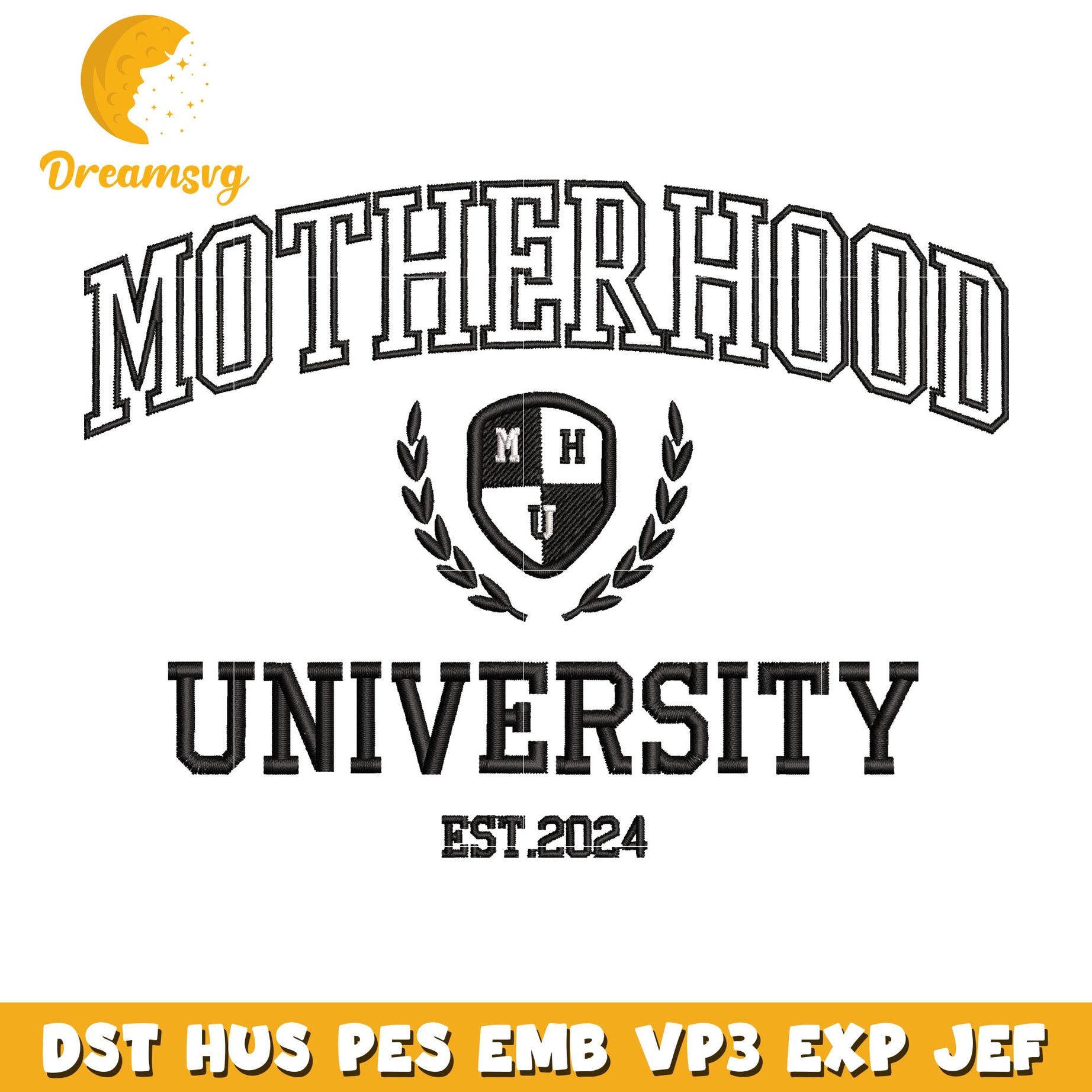 Motherhood university embroidery design