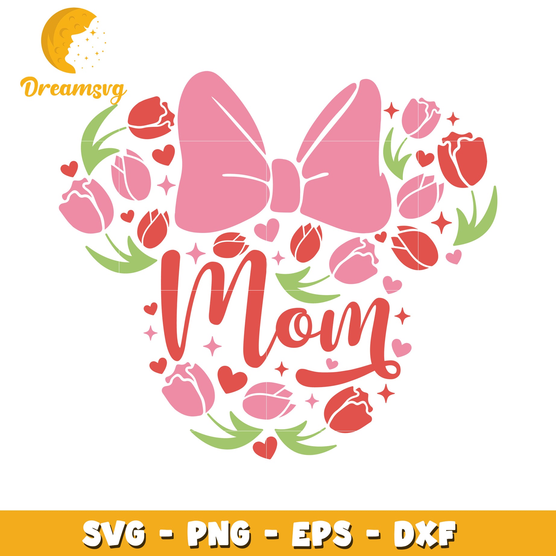 Mothers Day SVG Mom Tulips Bow PNG EPS DXF