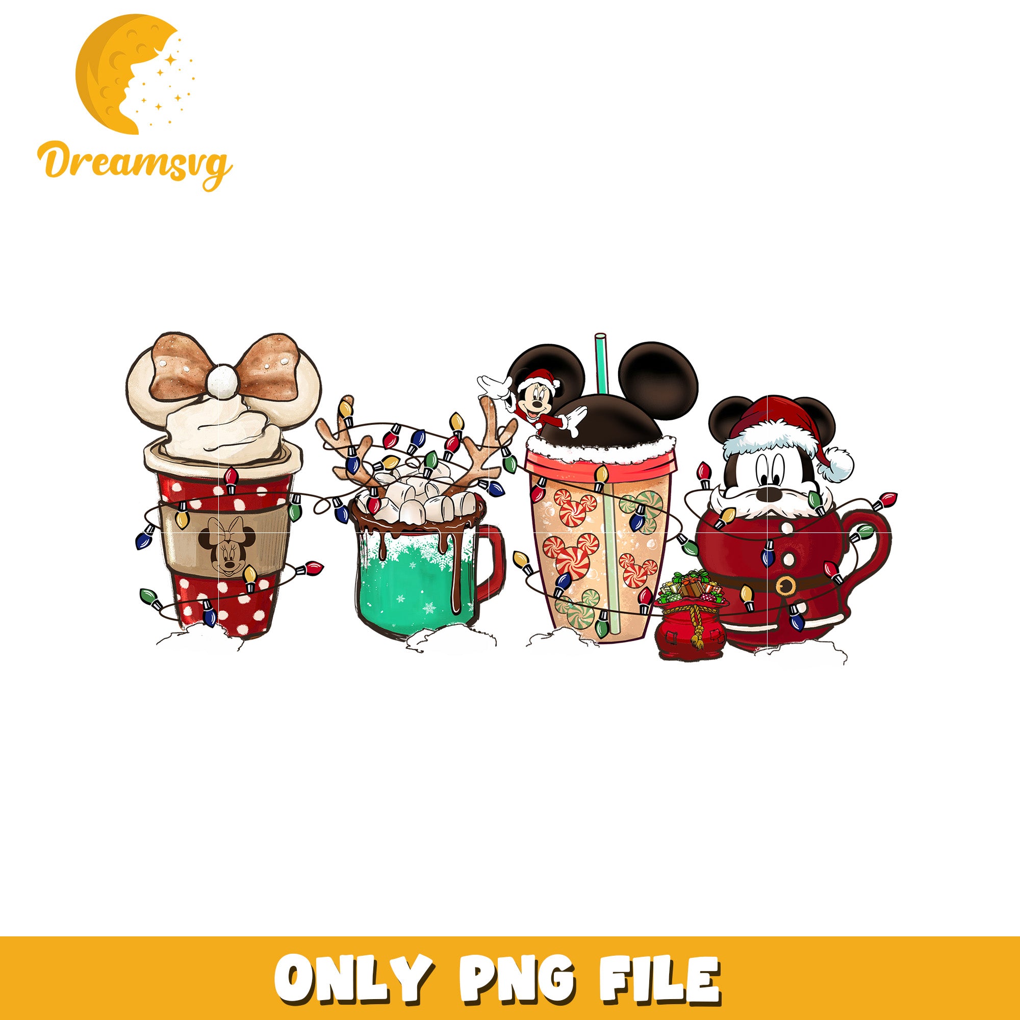 Mouse milkshake png, festive disney png, winter wonderland png