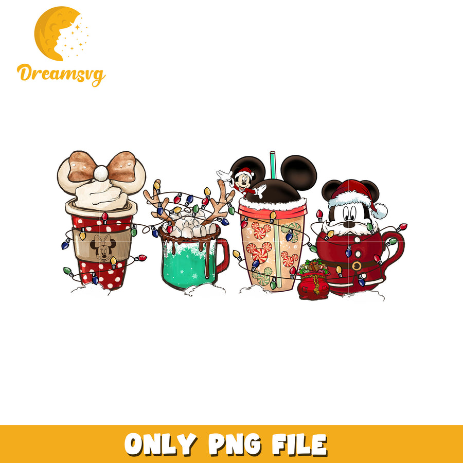 Mouse milkshake png, festive disney png, winter wonderland png