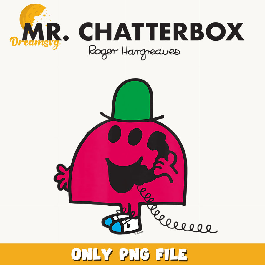 Mr Chatterbox PNG, Mr Men Roger Hargreaves, Telephone PNG