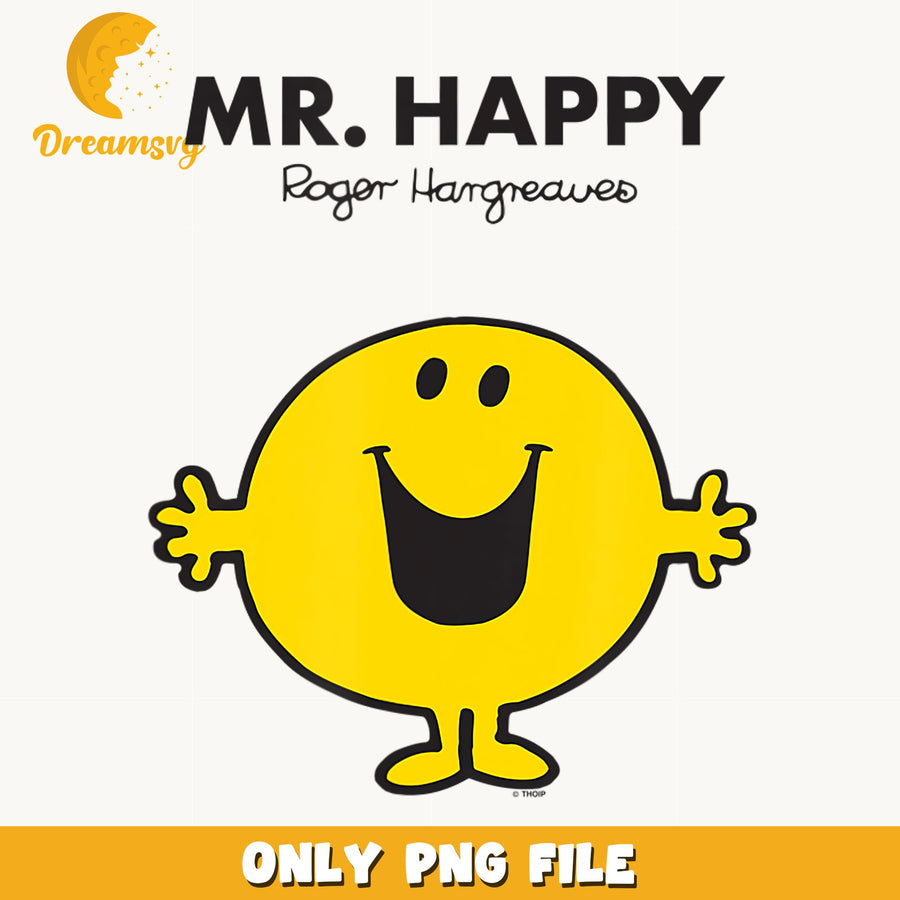 Mr Happy PNG, Mr Men Roger Hargreaves, Smiley Face PNG