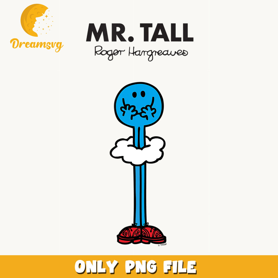 Mr Tall PNG, Mr Men Roger Hargreaves, Blue Character PNG