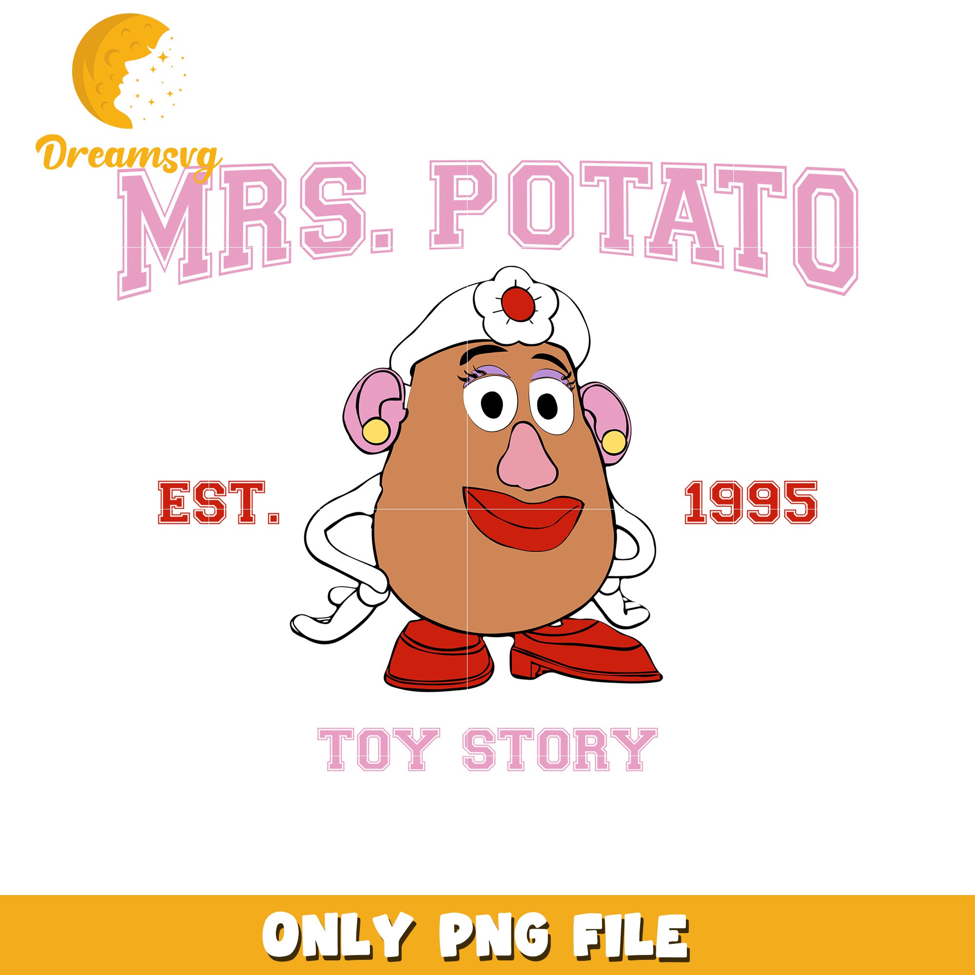 Mrs Potato Toy Story PNG File Vintage Design 1995