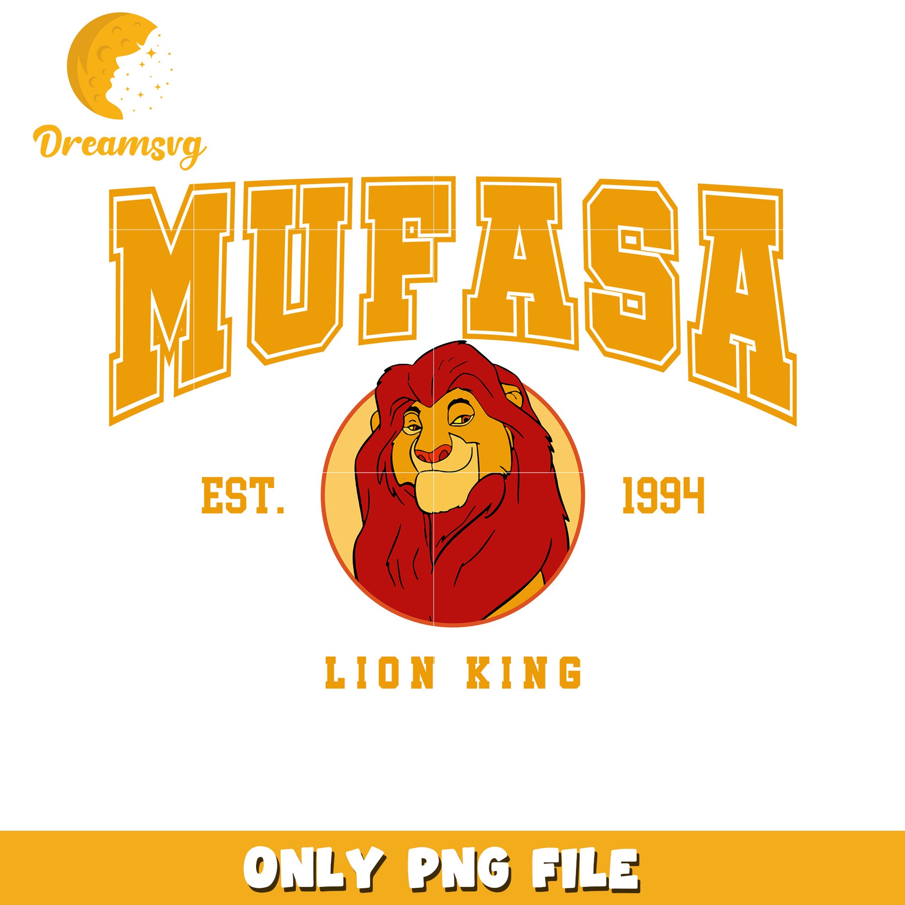 Mufasa Lion King PNG Design Est 1994 Downloadable File