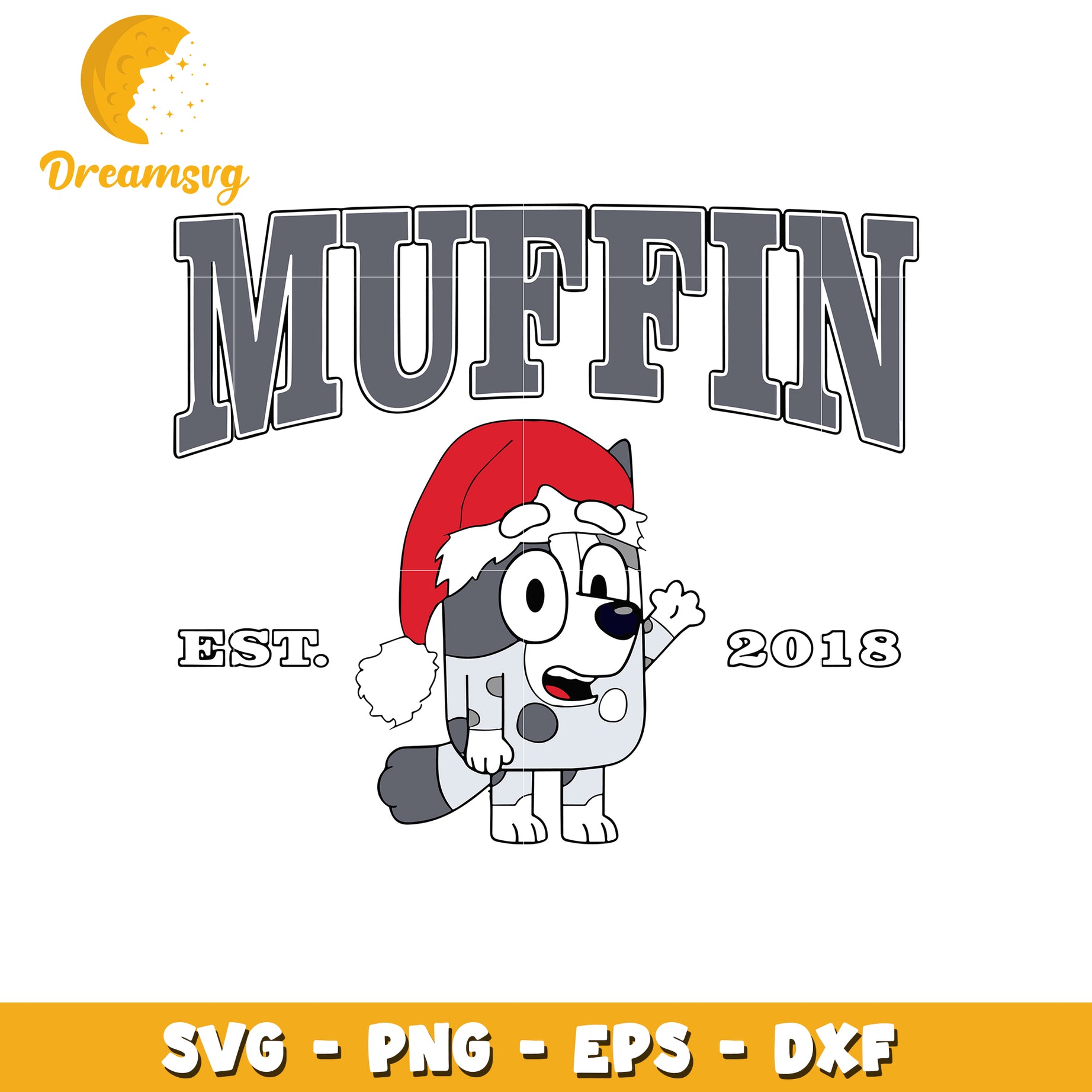 Muffin character santa hat est 2018 svg, Muffin character svg