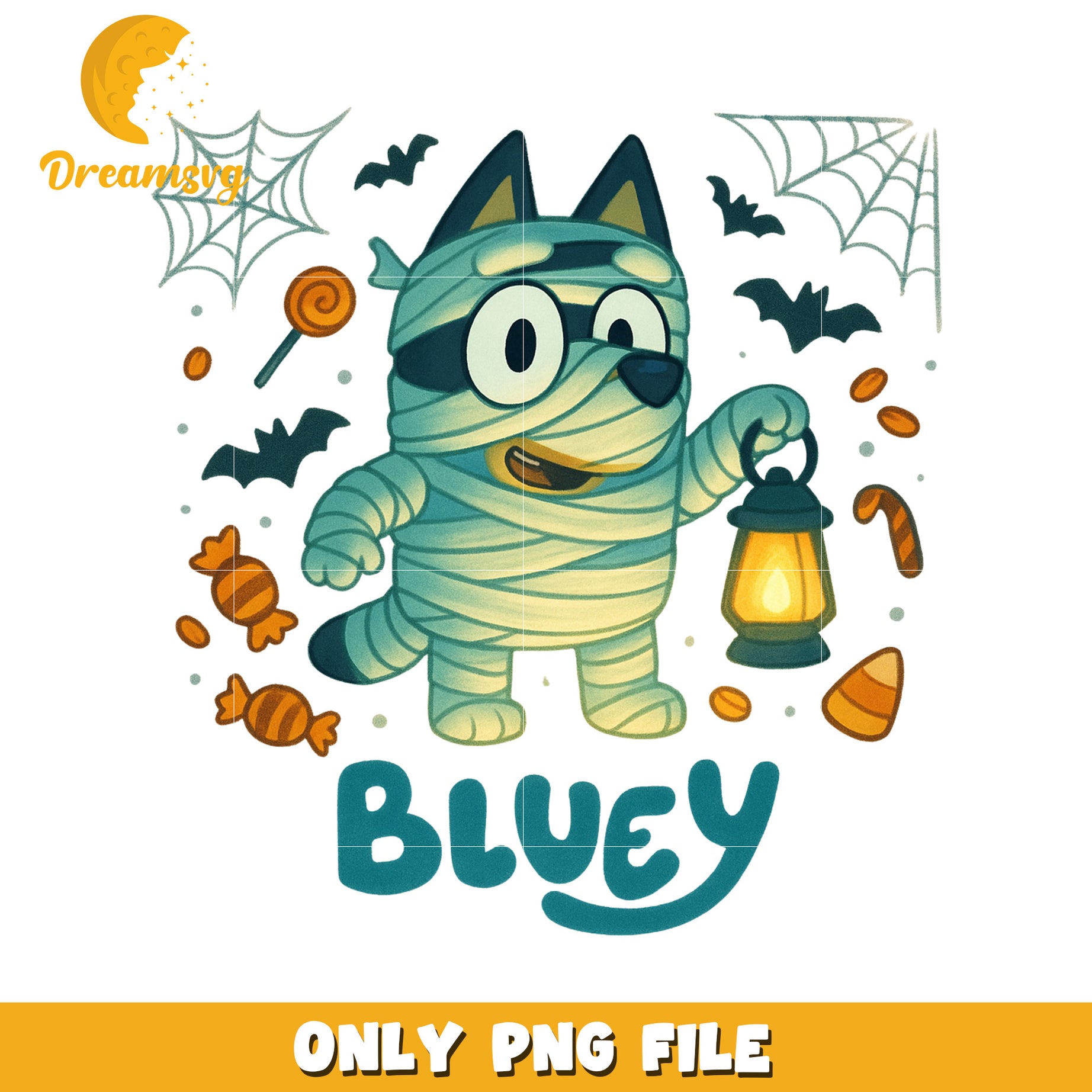 Mummy bluey design png, spooky bluey png, halloween costumes png