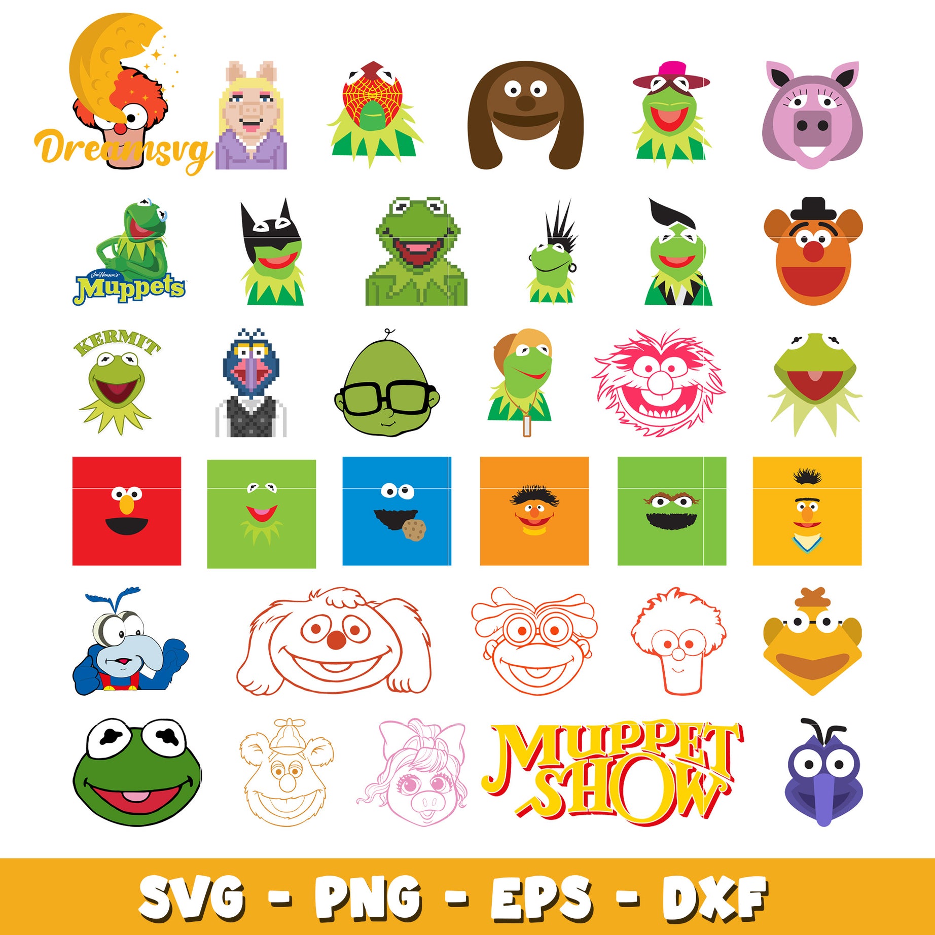 Muppet babies characters face bundle svg, muppet babies​ svg