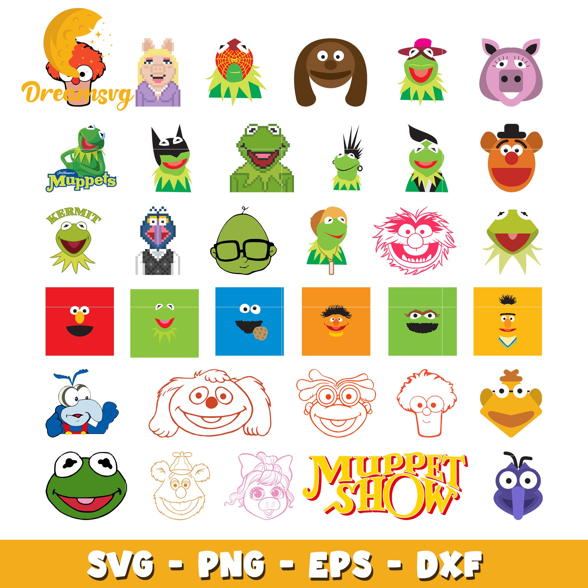 Muppet babies characters face bundle svg, muppet babies​ svg