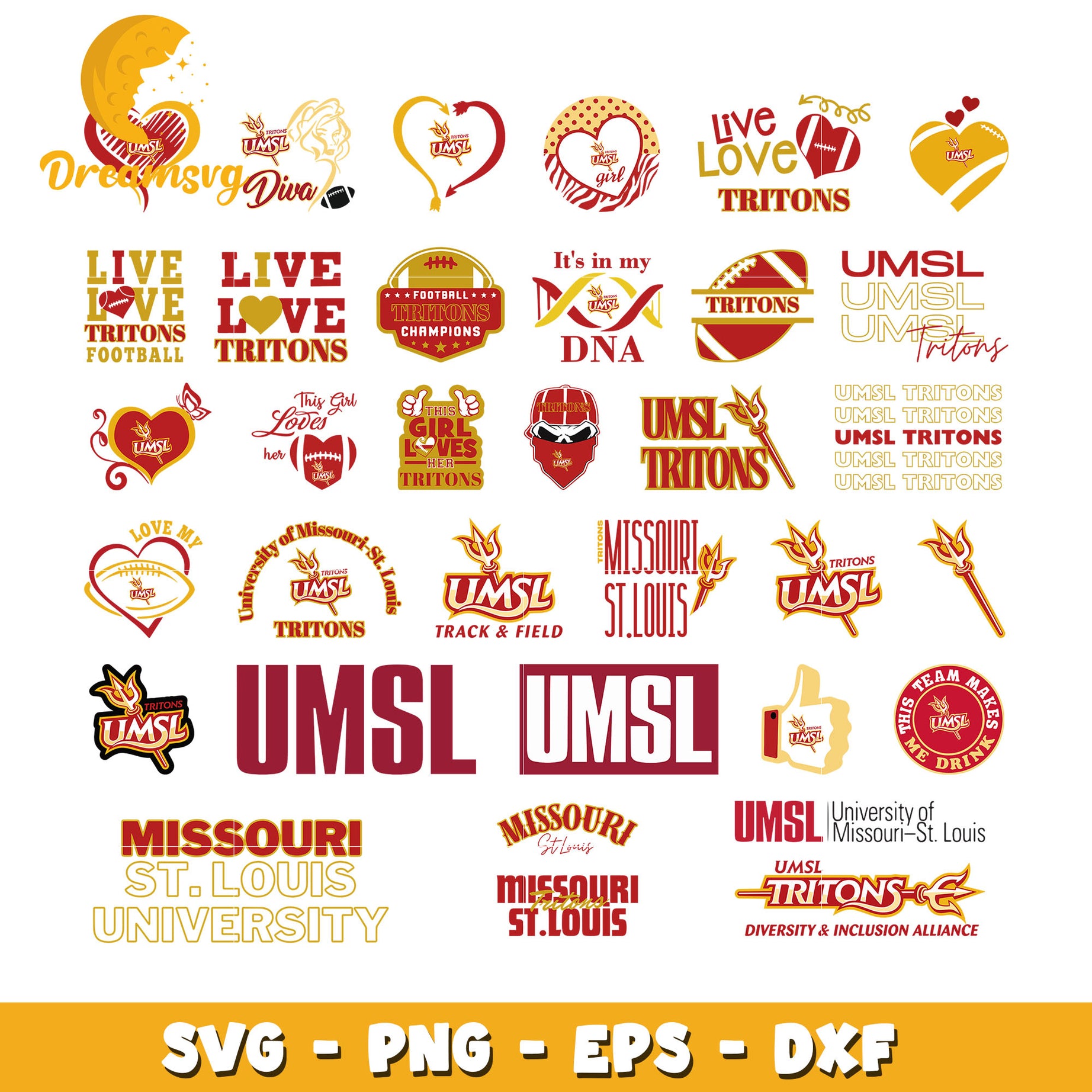 Logo umsl tritons design bundle svg, umsl tritons​ svg