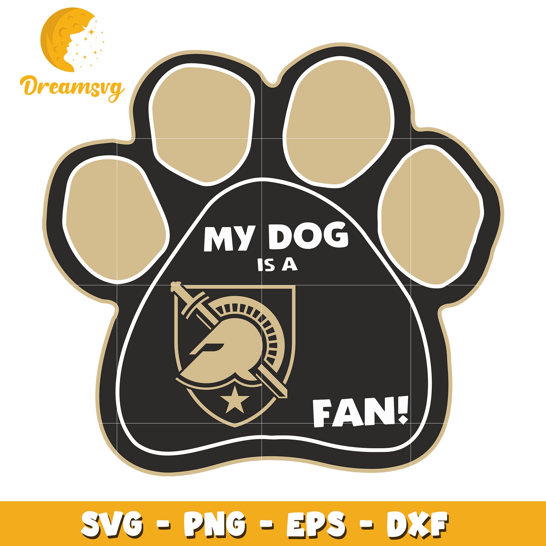 My Dog Is A Army Fan Paw Print SVG