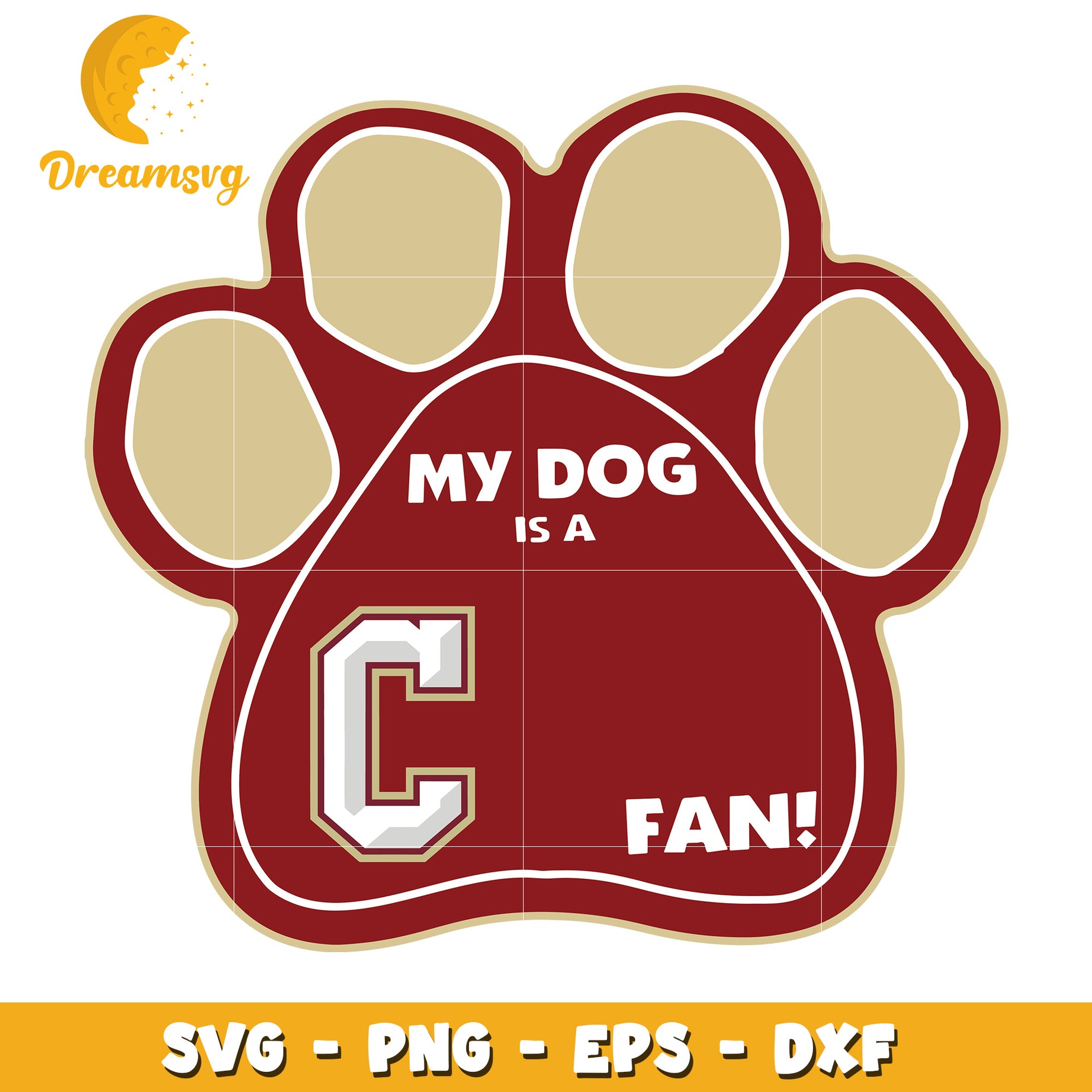 My Dog Is A Fan Paw Print SVG PNG DXF