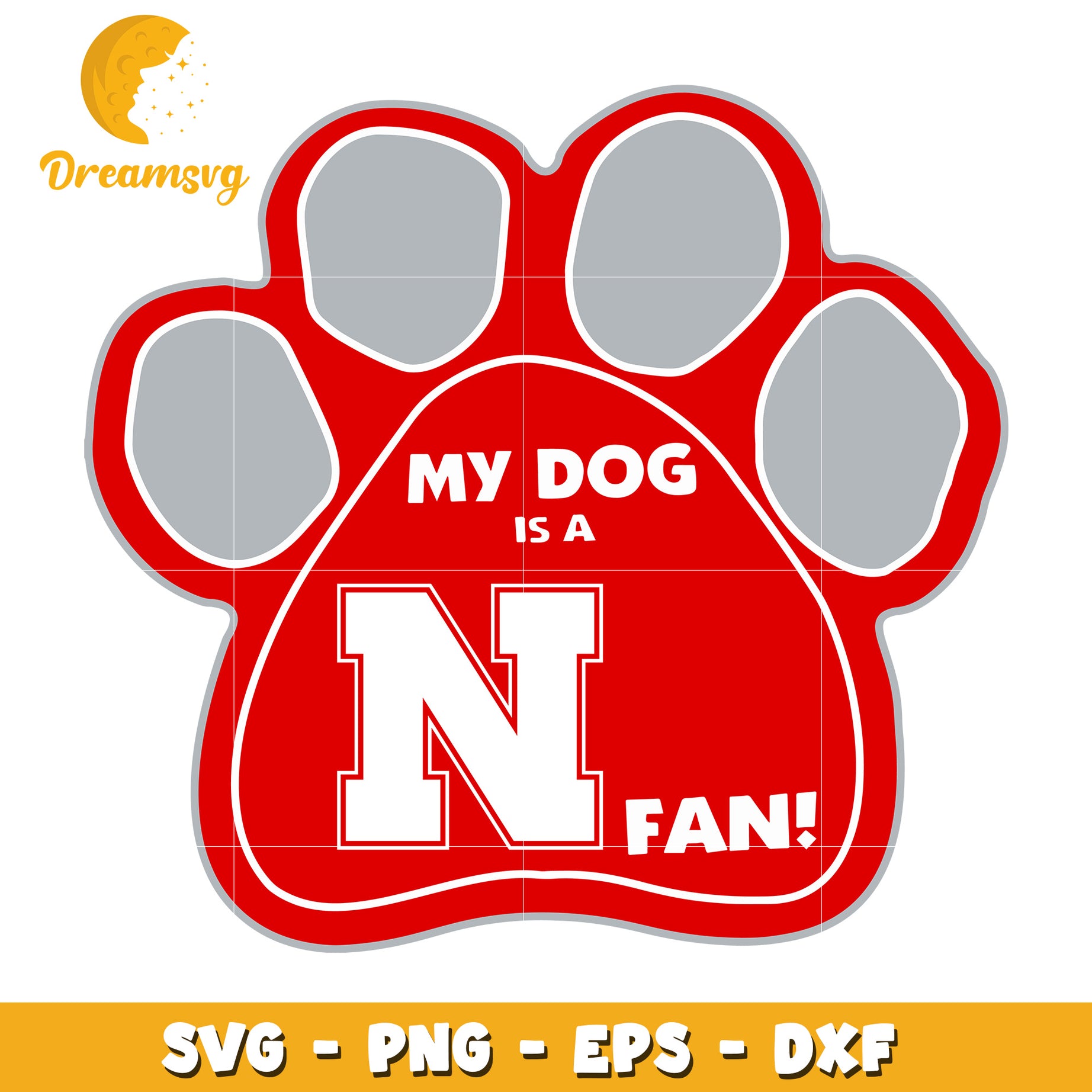 My Dog is a N Fan Paw Print SVG PNG DXF