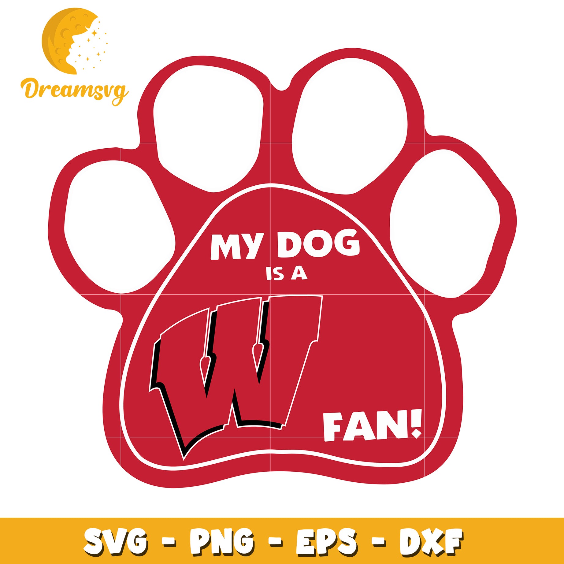 My Dog is a Wisconsin Fan SVG Paw Print Design for Pet Lovers