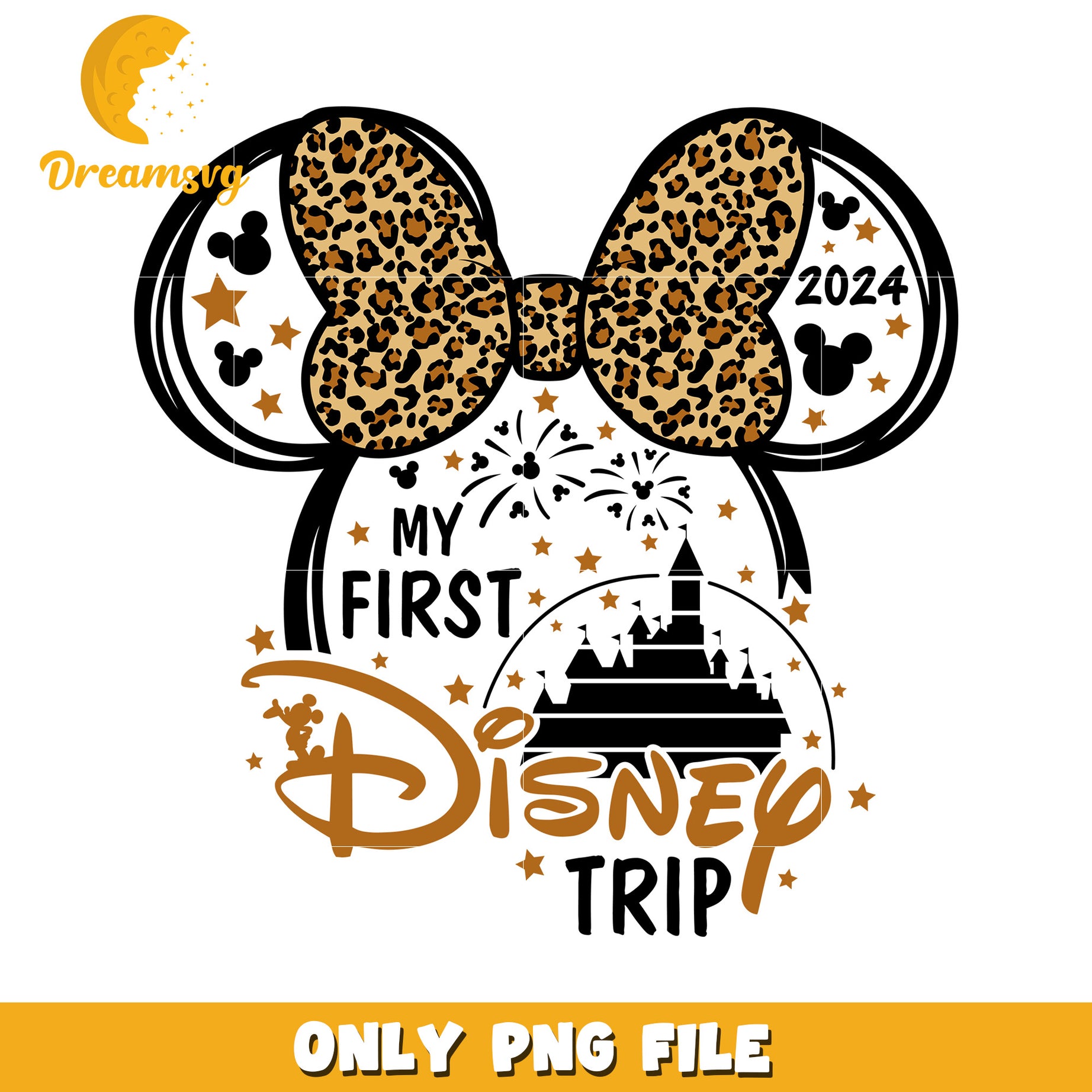 My First Disney Trip 2024 PNG File with Leopard Bow