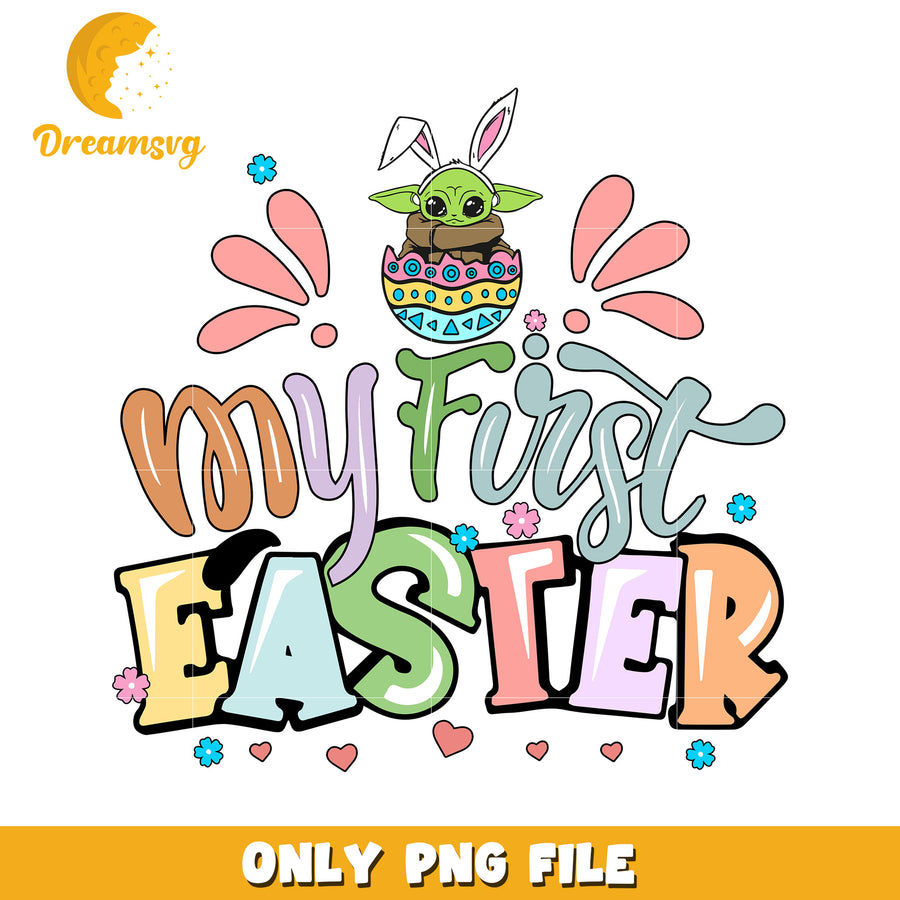 My First Easter Baby Yoda Easter Bunny PNG