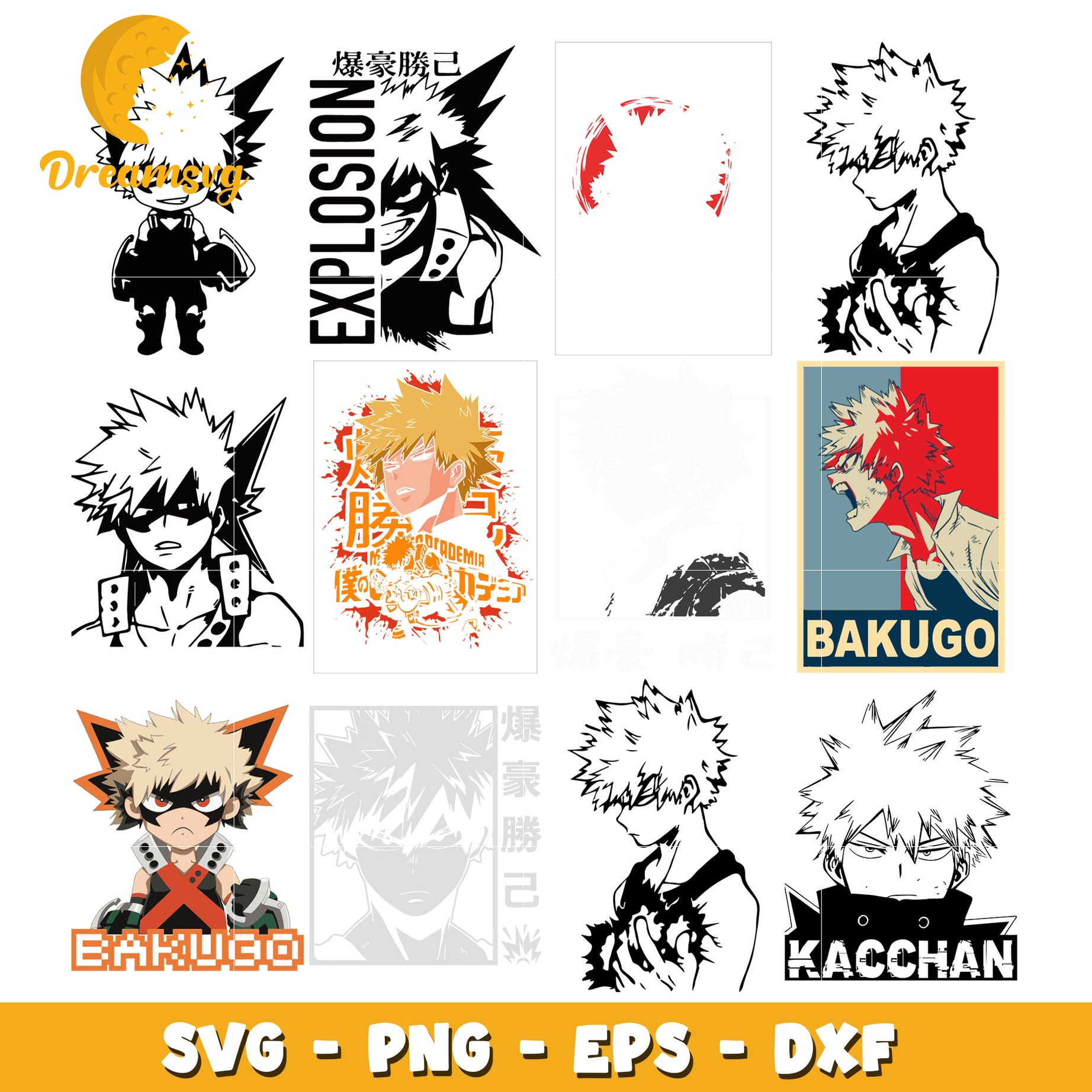 Katsuki bakugou anime bundle design svg, katsuki bakugou​ svg