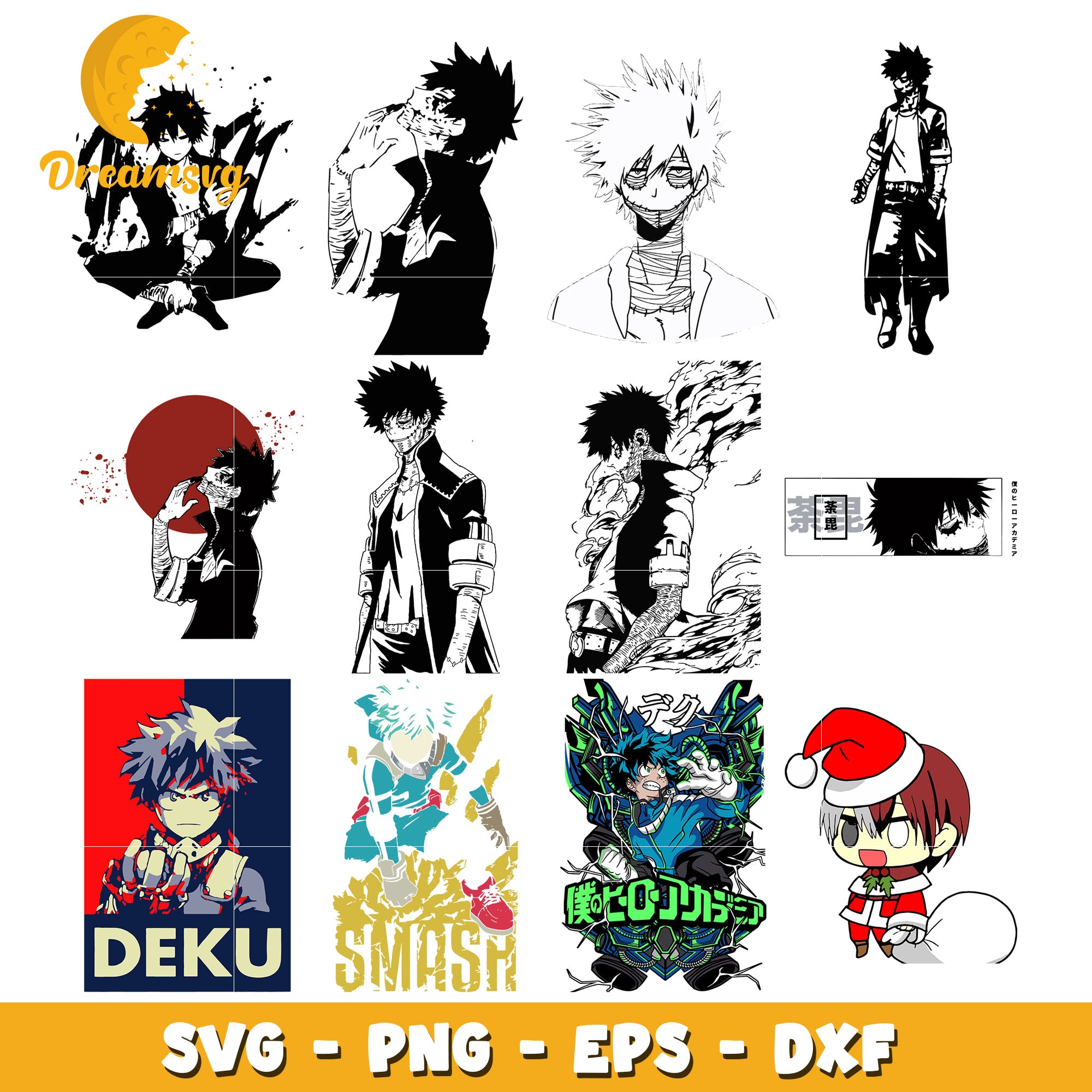 Toya todoroki character bundle design svg, my hero academia dabi svg ...