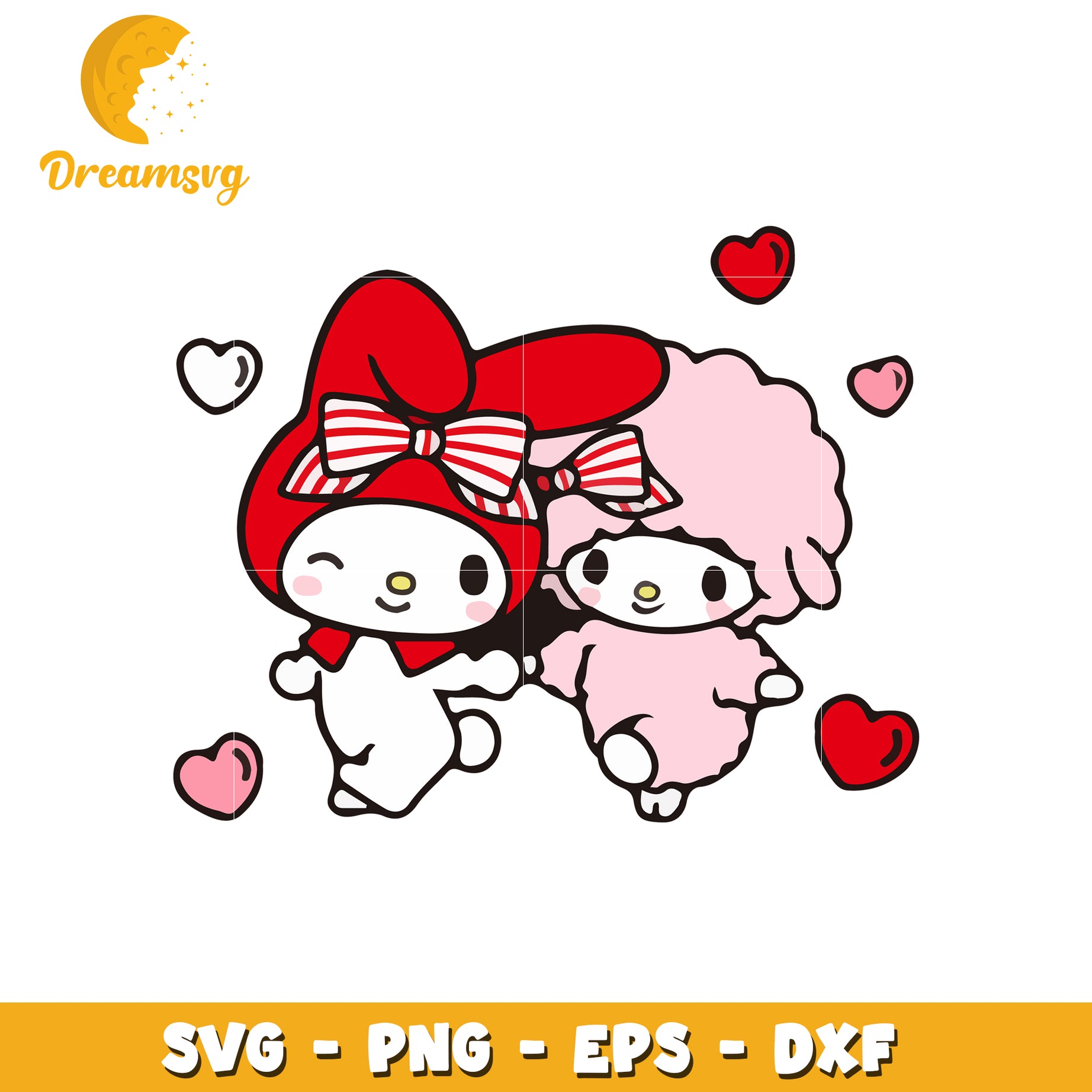 My Melody Kuromi SVG Valentine PNG EPS DXF