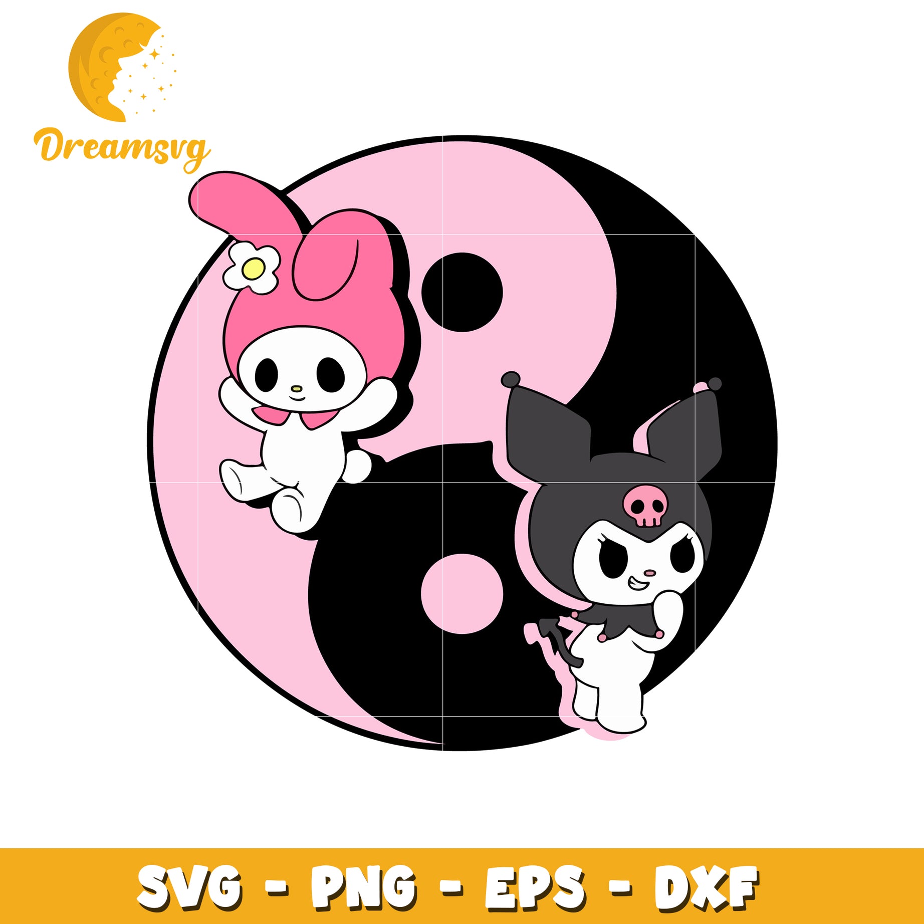 My Melody Kuromi Yin Yang SVG Cut File