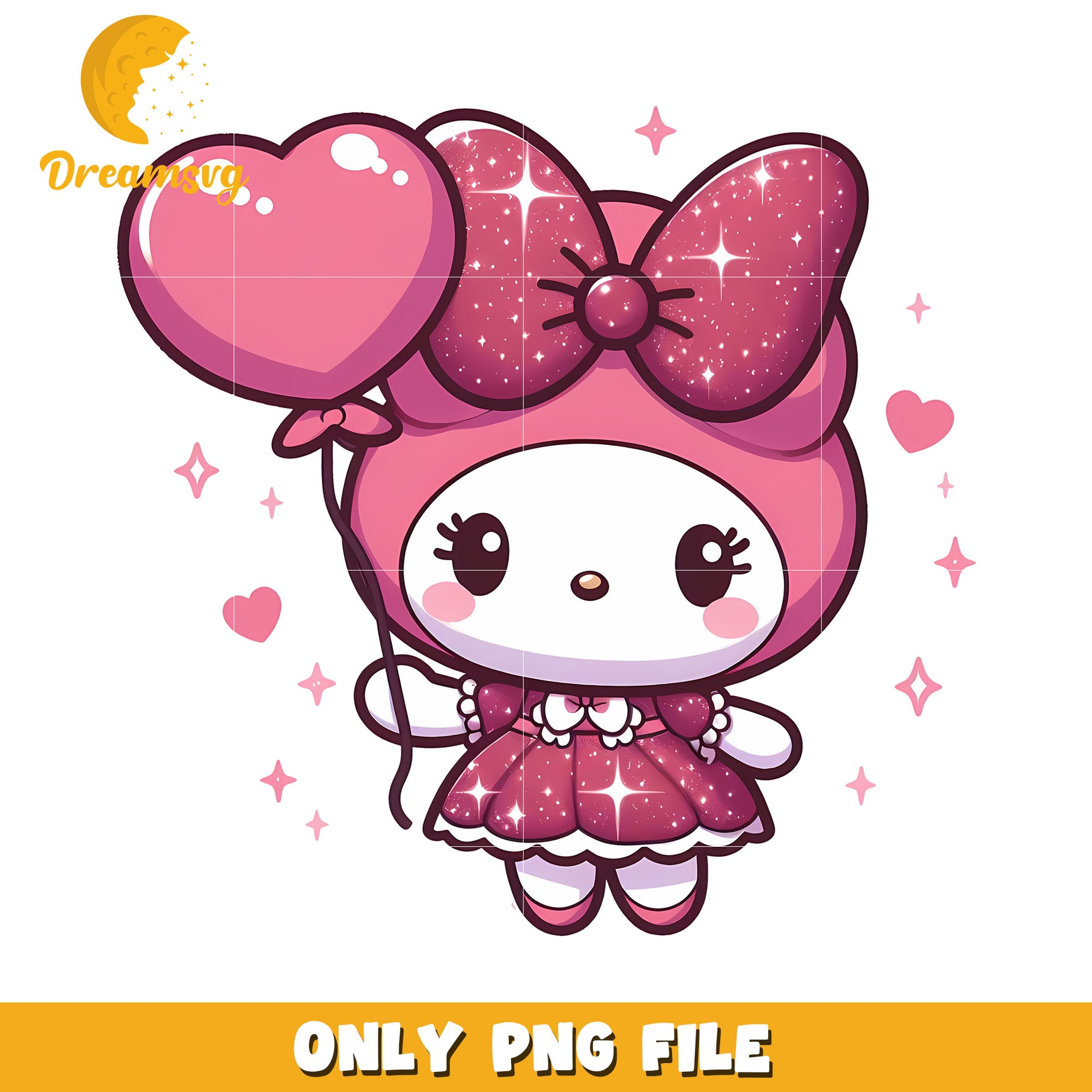 My Melody PNG Glitter Heart Balloon