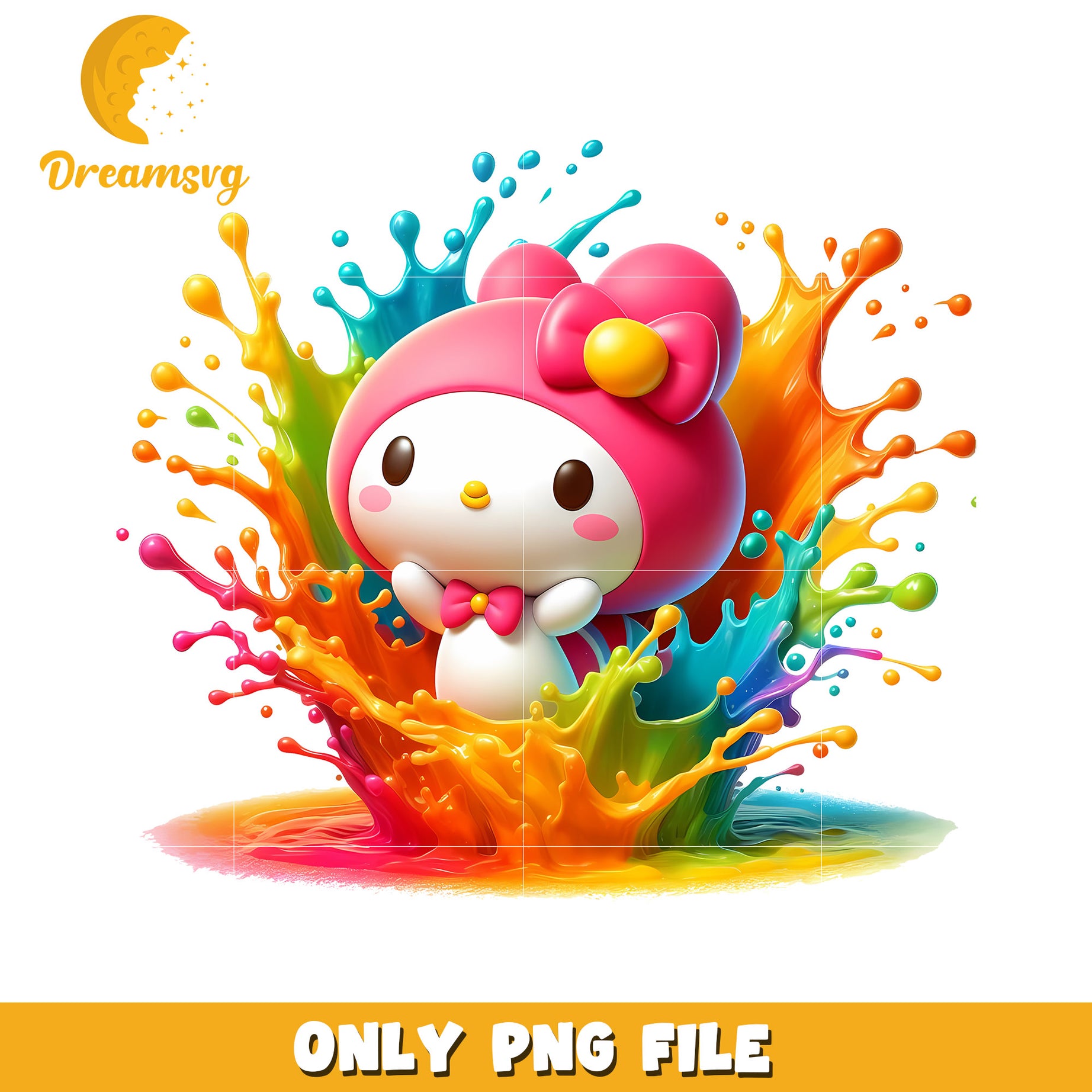 My Melody PNG Rainbow Splash Art