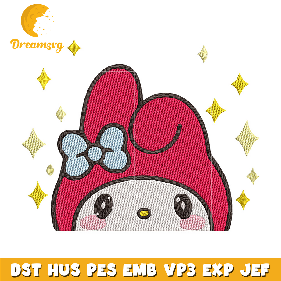 My Melody Peek Embroidery Design