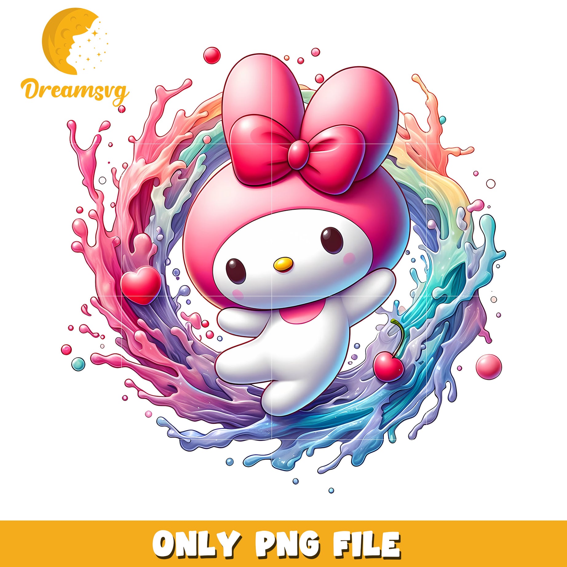 My Melody Rainbow Splash PNG Design