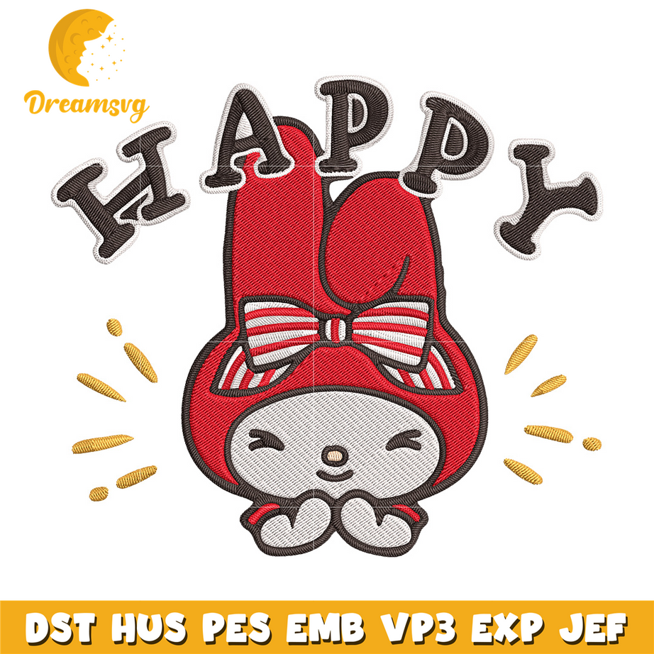 My Melody happy Embroidery Design