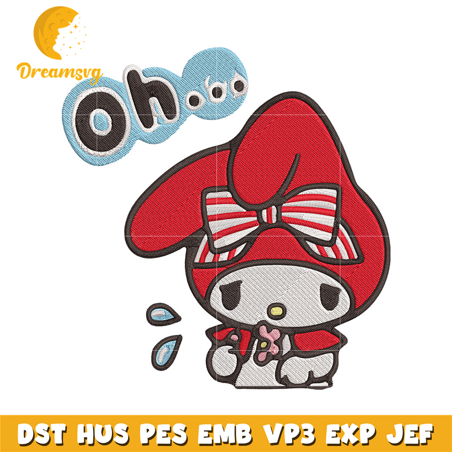 My Melody sad Embroidery Design
