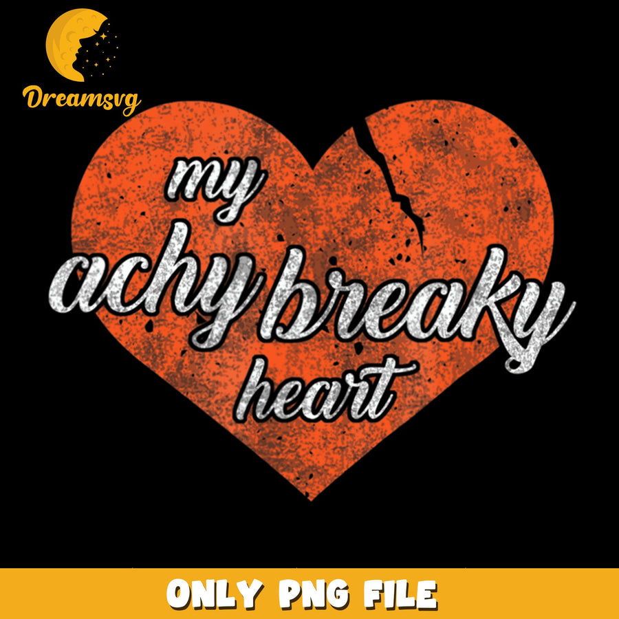 My Achy Breaky Heart Broken Heart PNG, Country Music, Retro PNG
