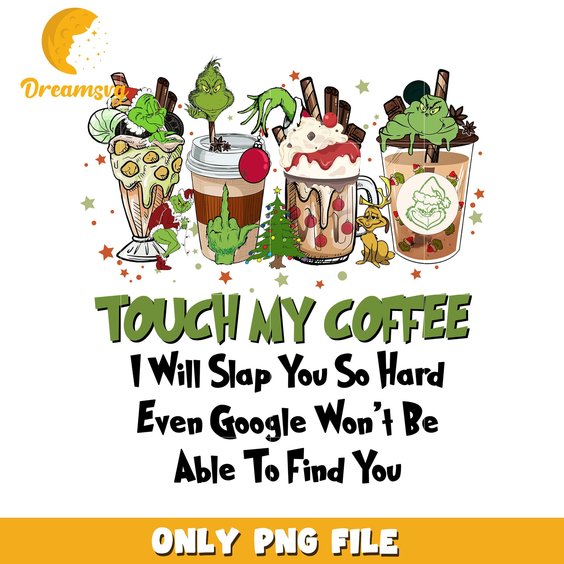 My coffee design png, baby grinch​​ png, christmas lights png
