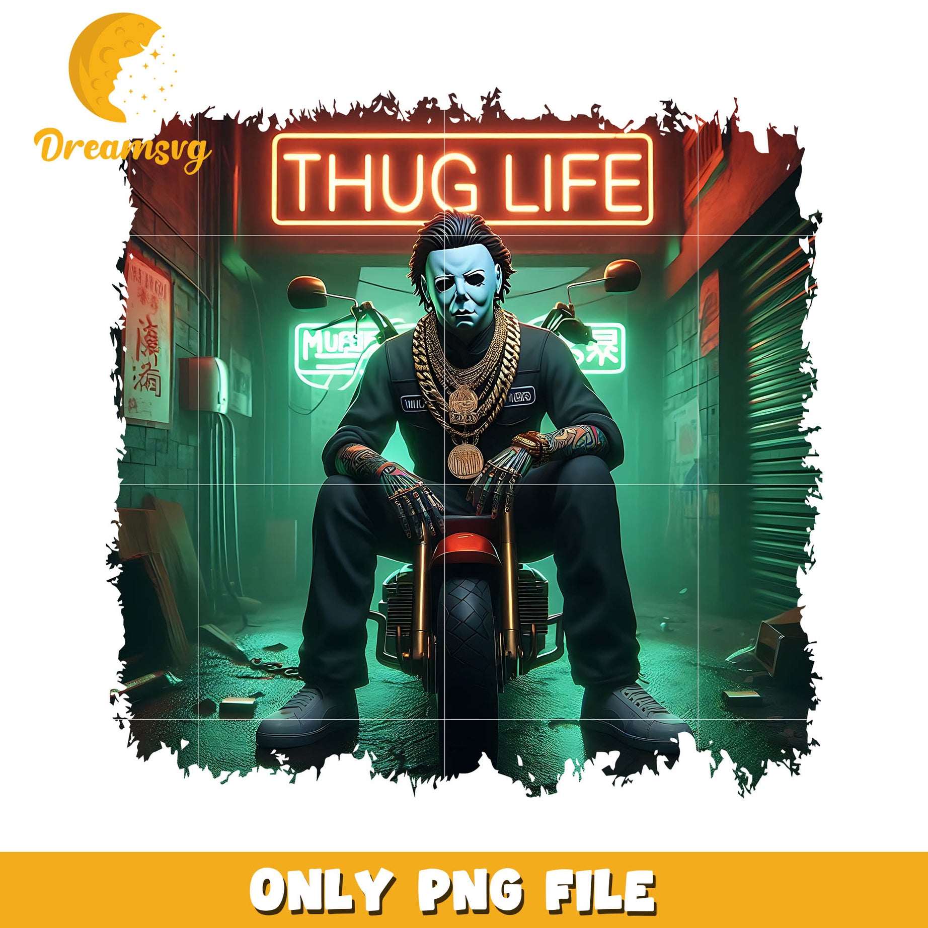 Myers golden thug life horror killer png, Halloween horror movies png