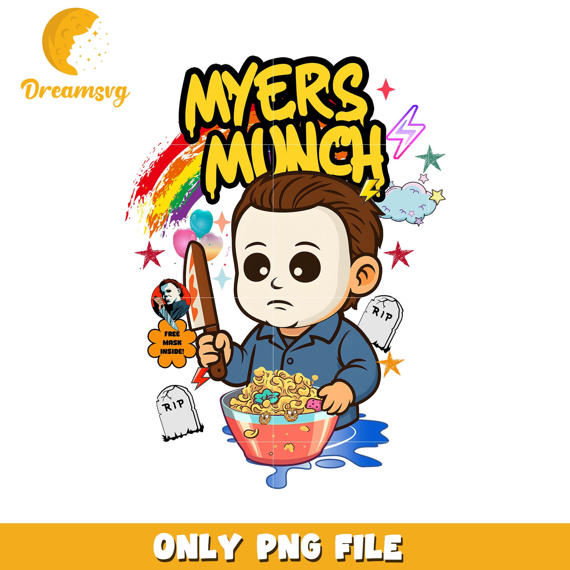 Myers munch design png, halloween time png, spooky season png