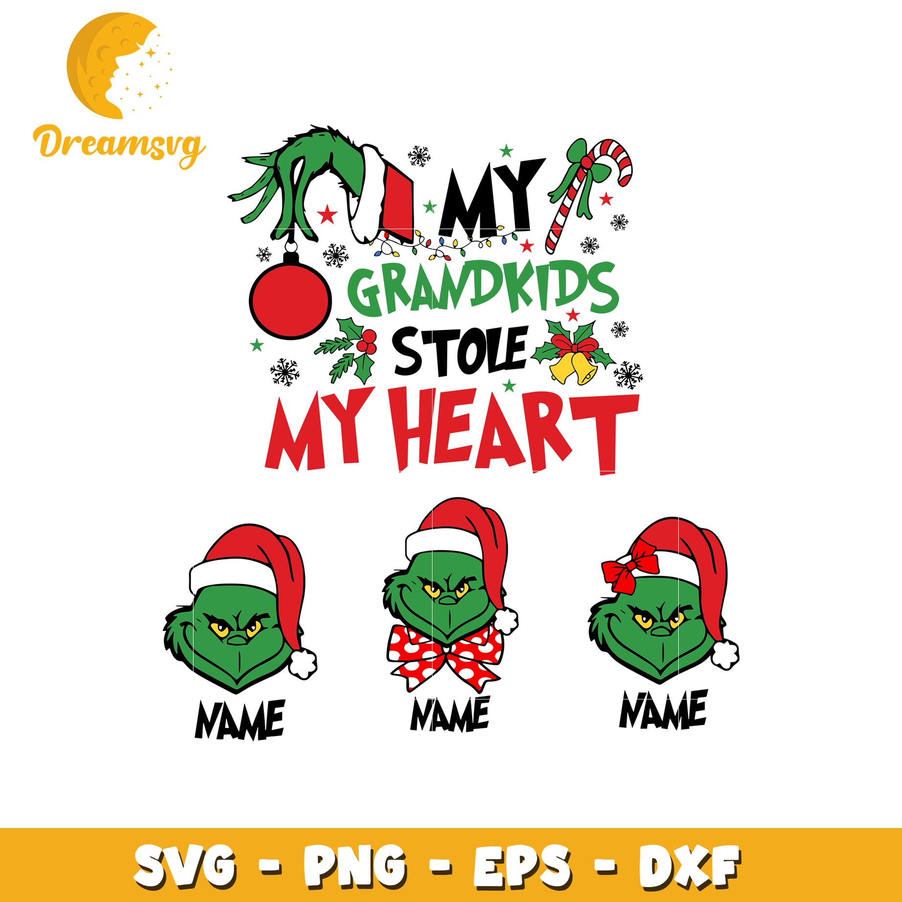 My grandkids stole my heart svg, grinch svg, christmas svg