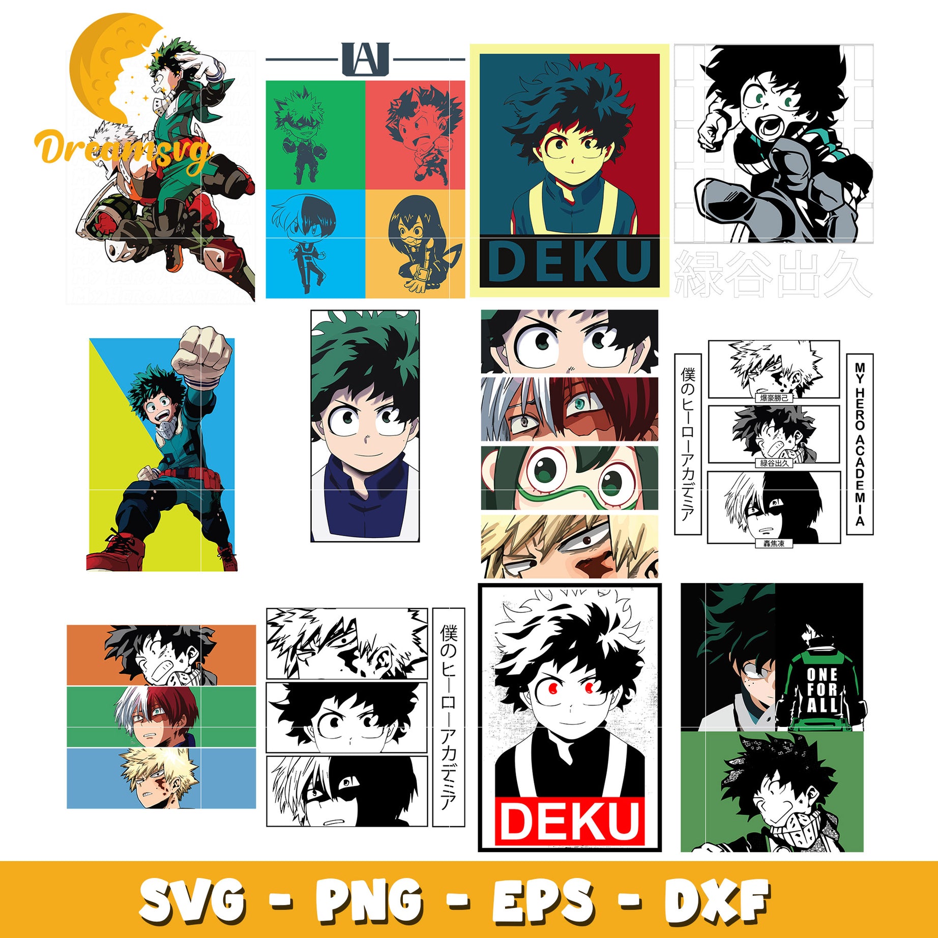 Izuku midoriya anime bundle design svg, izuku midoriya​ svg