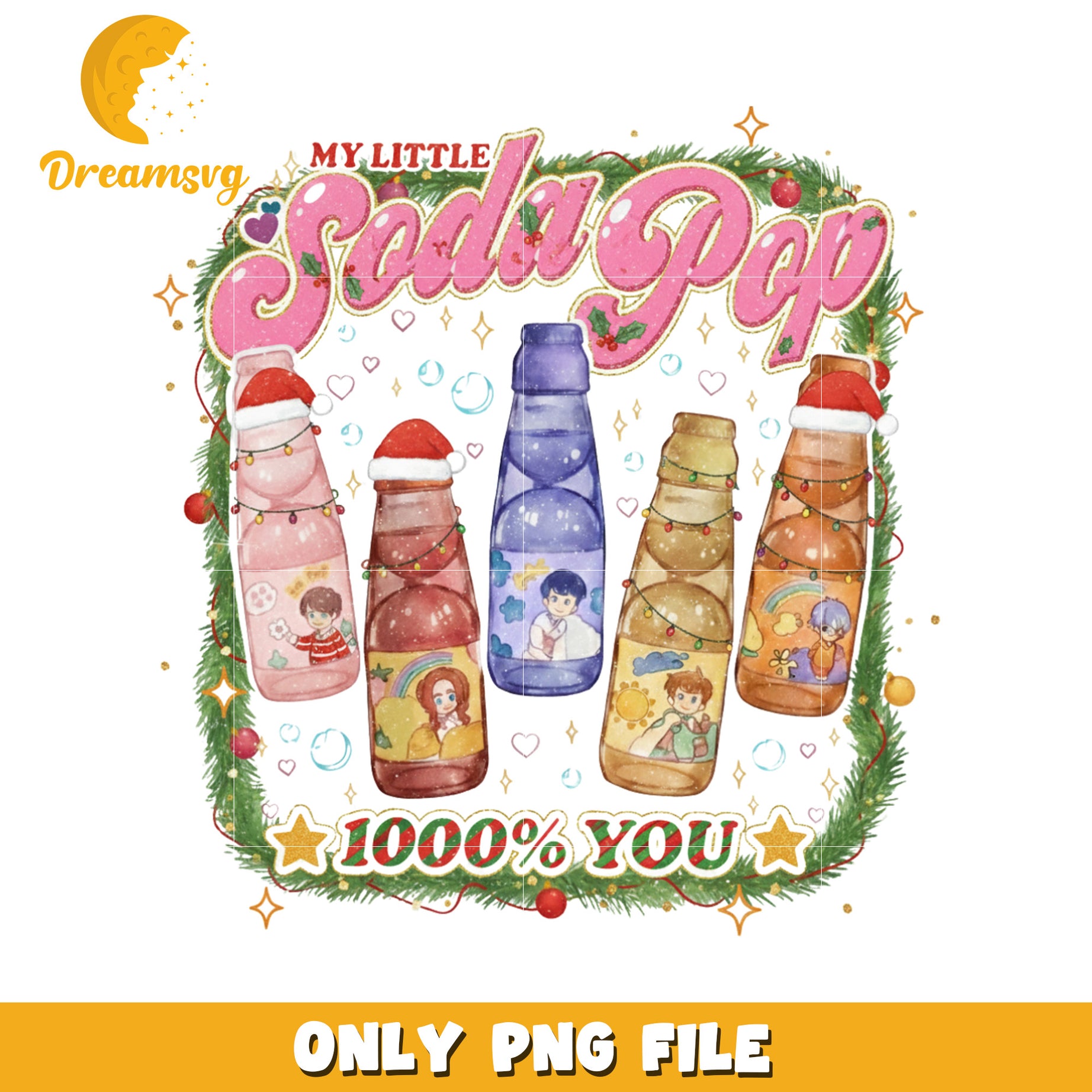My little soda pop png, kpop cartoon png, christmas design png