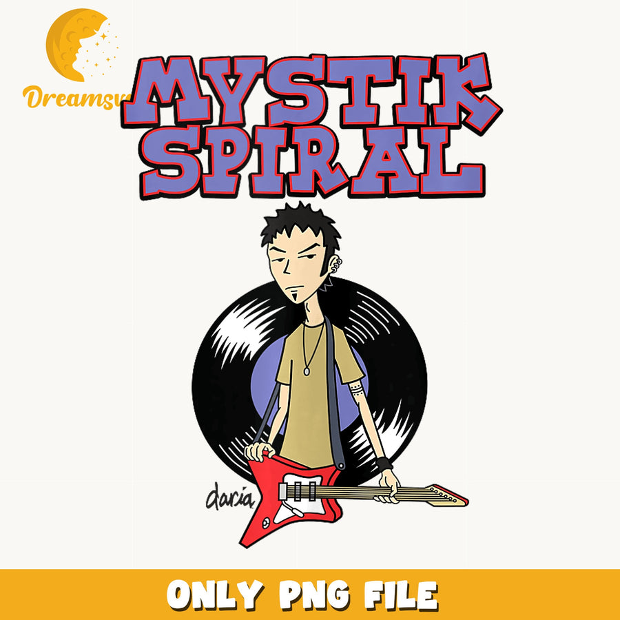 Mystik Spiral Band PNG, Daria MTV Cartoon Design, Guitar PNG