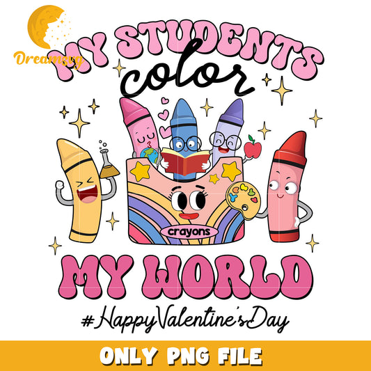My students color my world teacher valentine png, teacher png