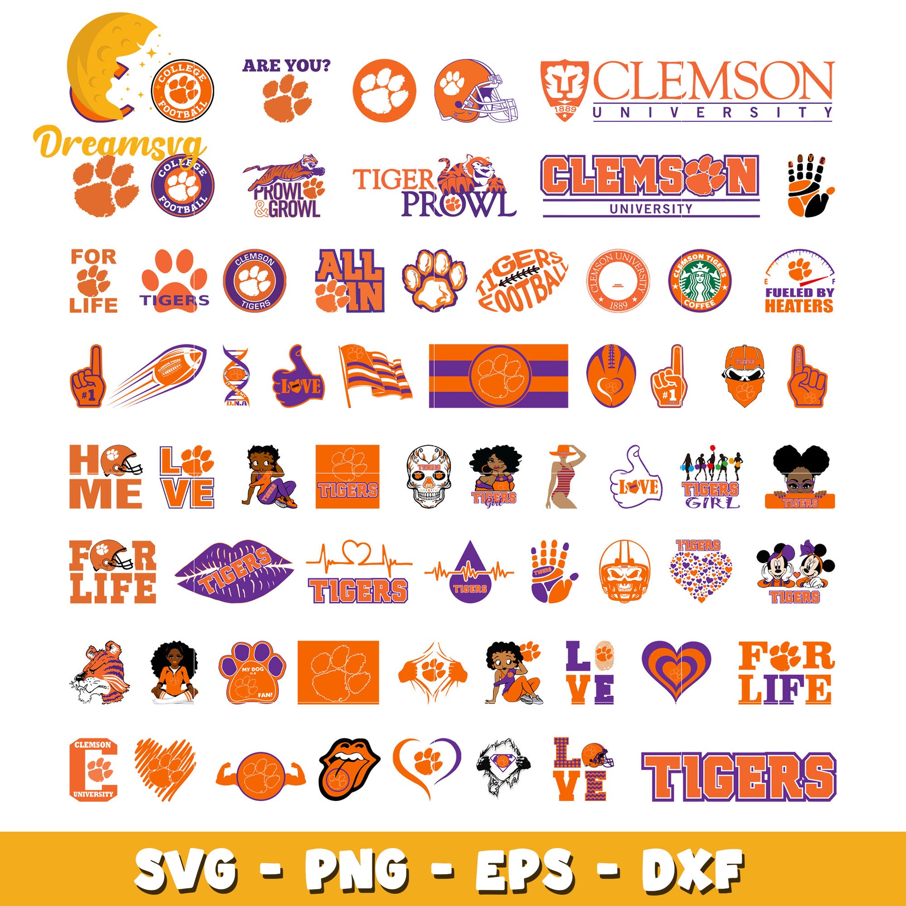 Clemson tigers football bundle svg, clemson tigers logo svg