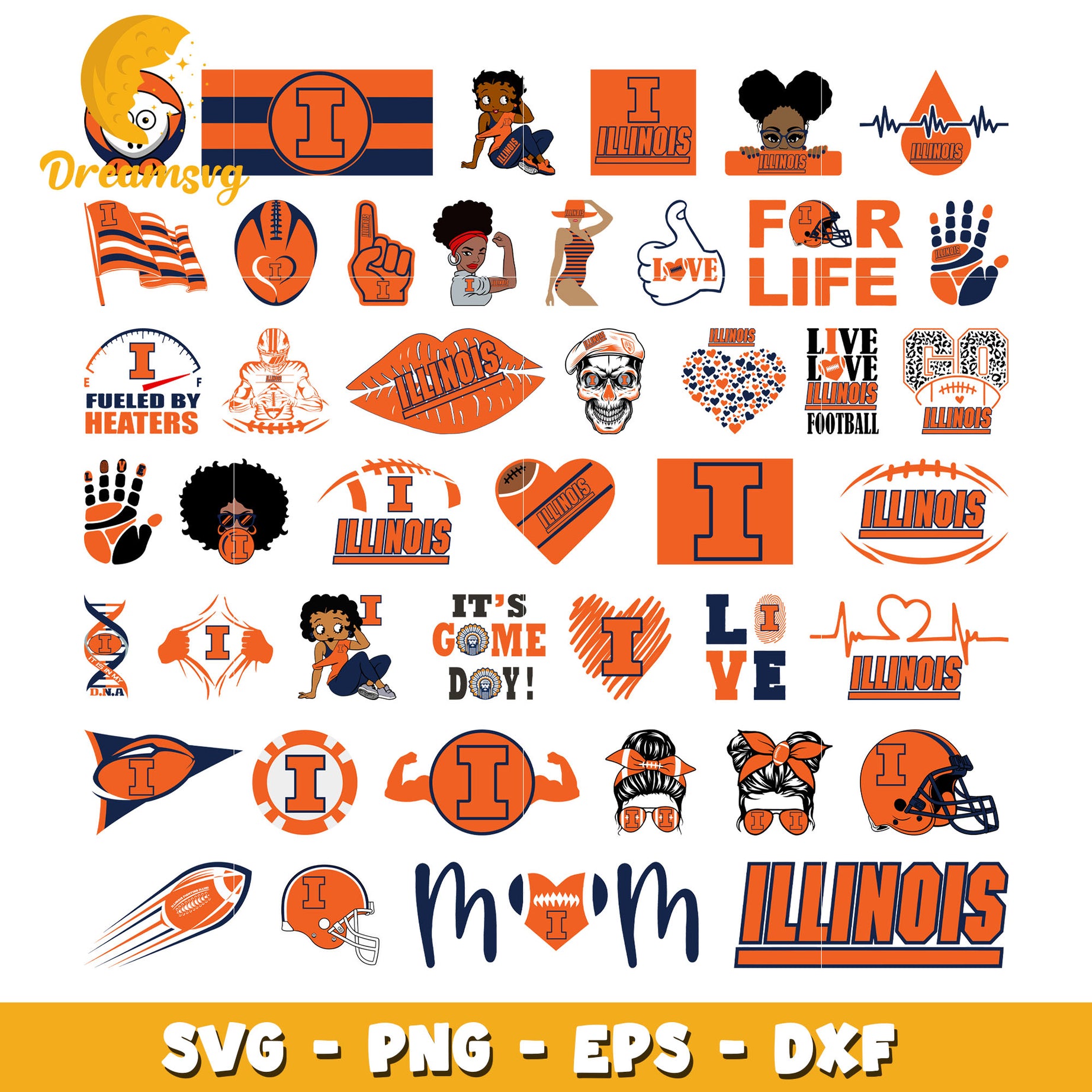 Illinois fighting illini logo bundle svg, illinois fighting illini​ svg