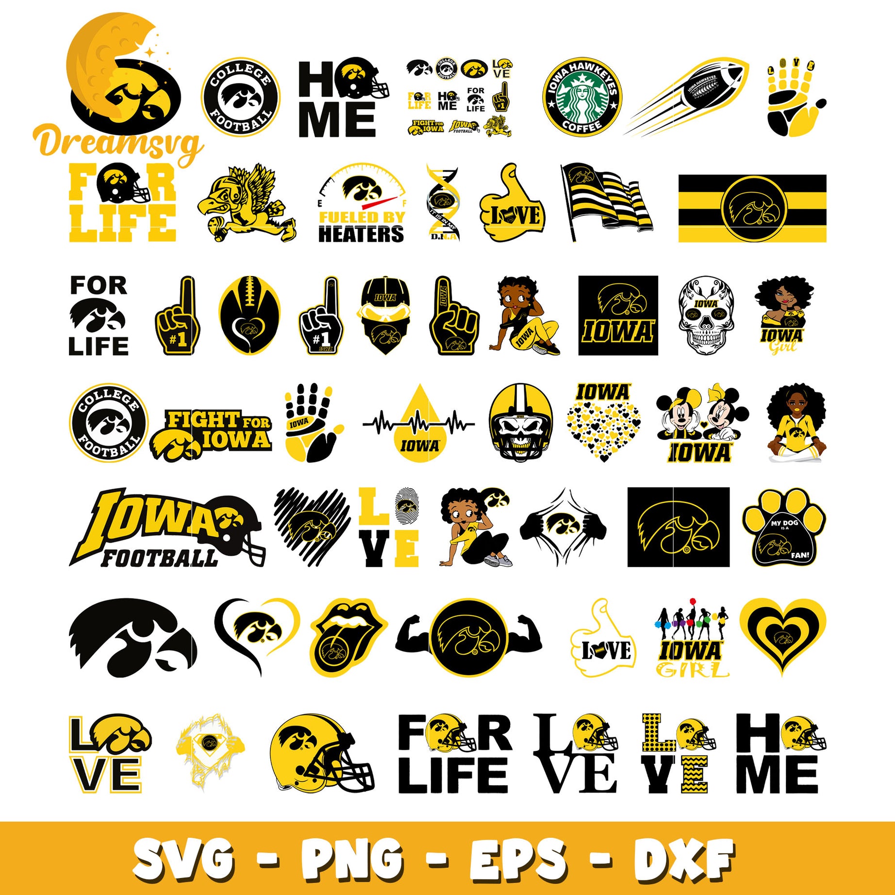 Iowa hawkeyes logo bundle svg, iowa hawkeyes football​ svg