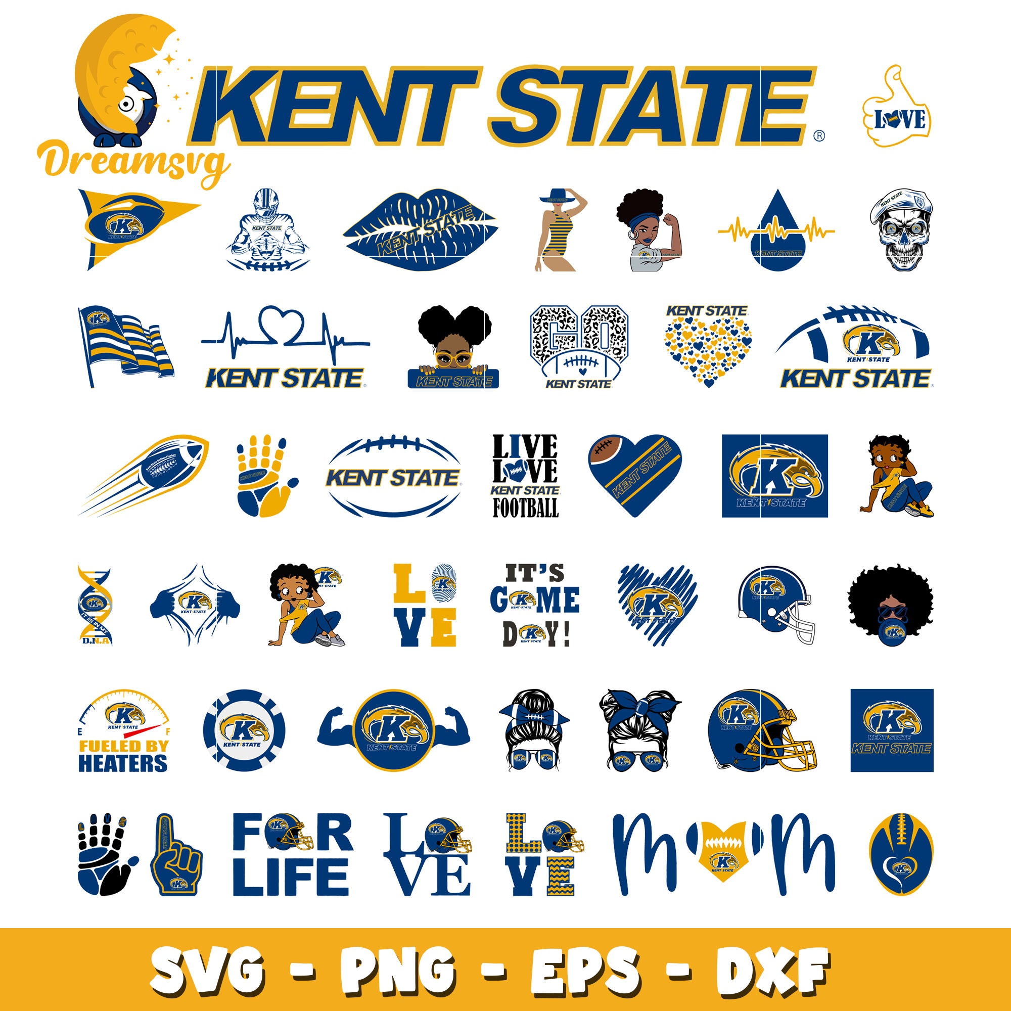 Logo kent state design bundle svg, kent state football svg – DreamSVG Store