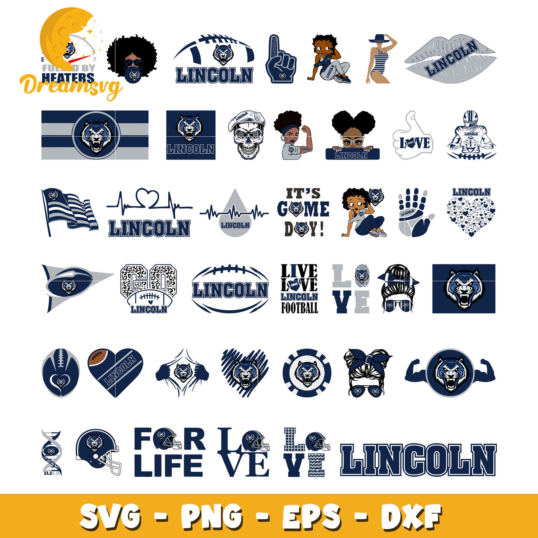 Lincoln blue tigers logo bundle svg, lincoln blue tigers football​ svg