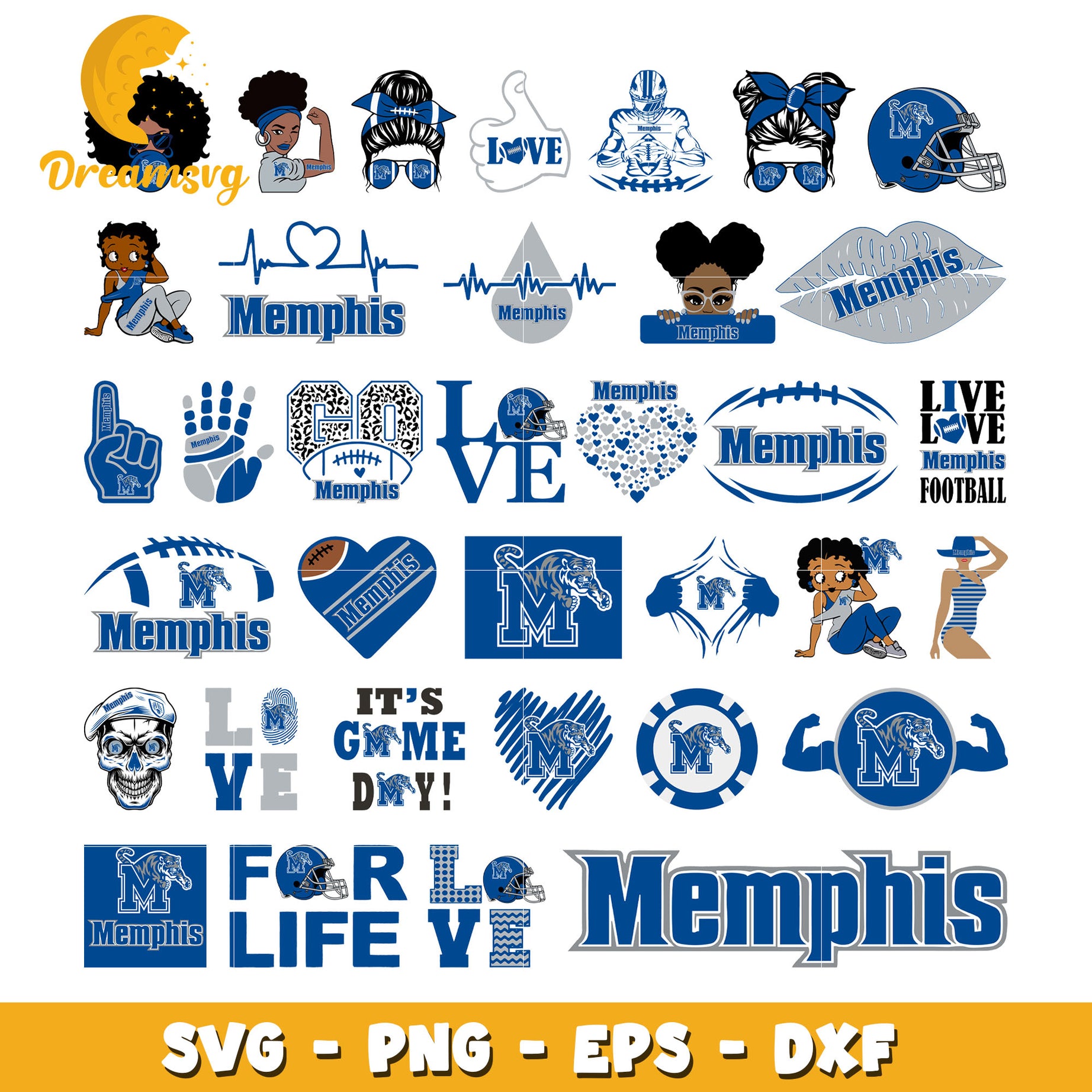 Memphis tigers logo bundle svg, memphis tigers football​ svg