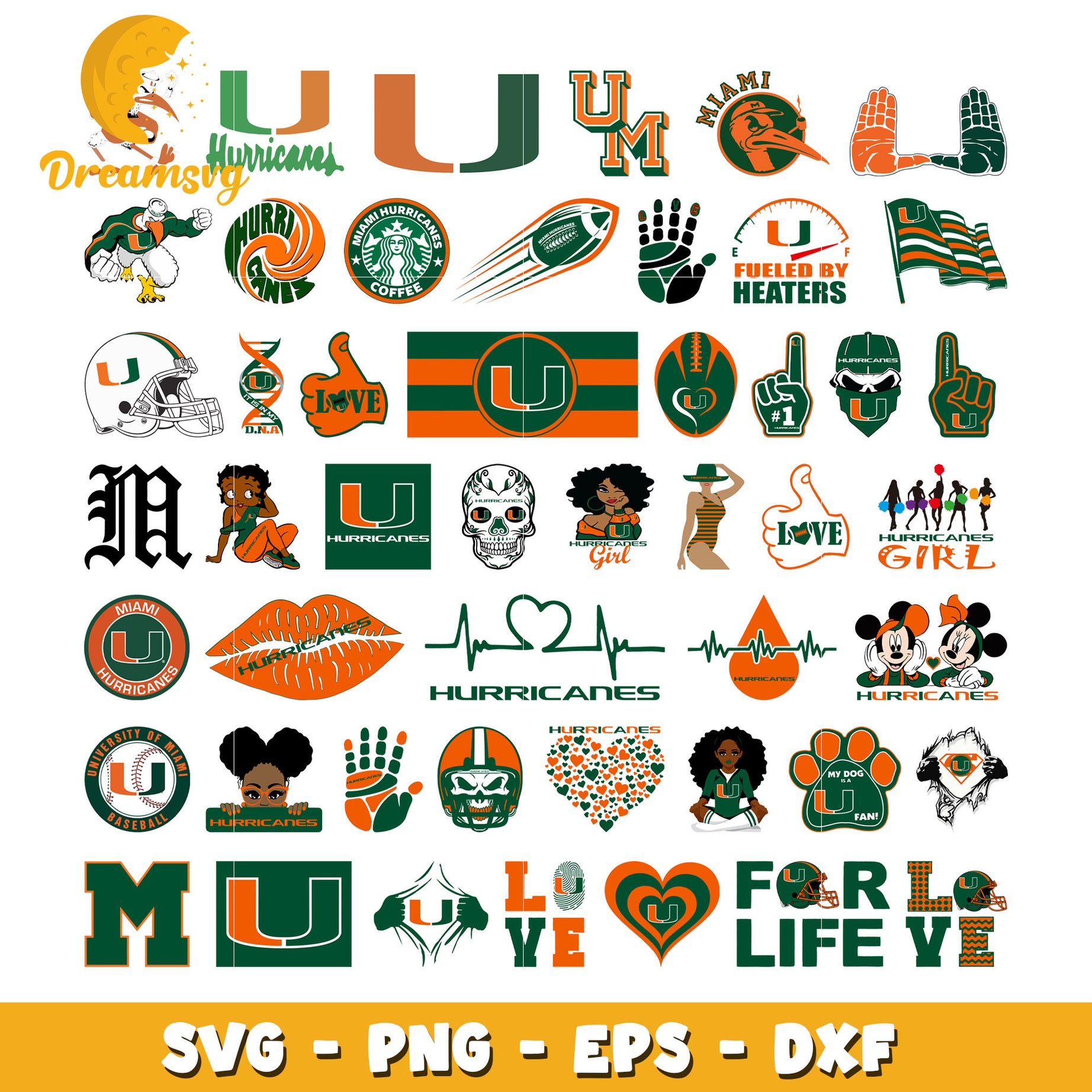 Miami hurricanes logo bundle svg, miami hurricanes​ svg