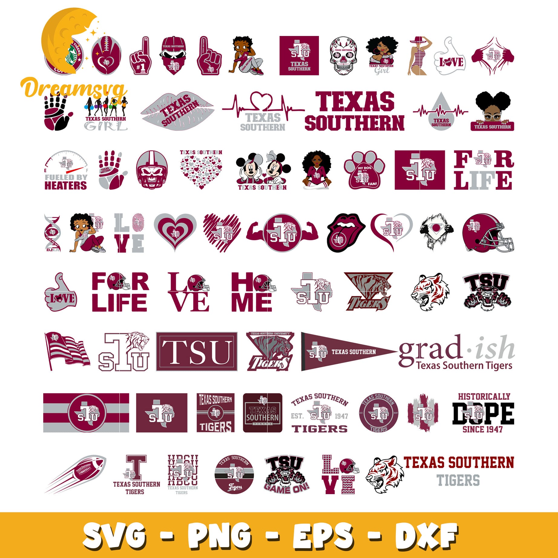 Texas southern tigers design bundle svg, texas southern tigers​ svg