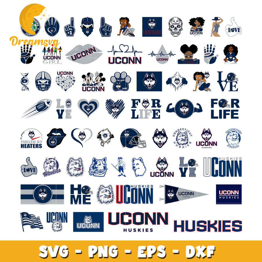 Uconn huskies logo design bundle svg, uconn huskies​ svg
