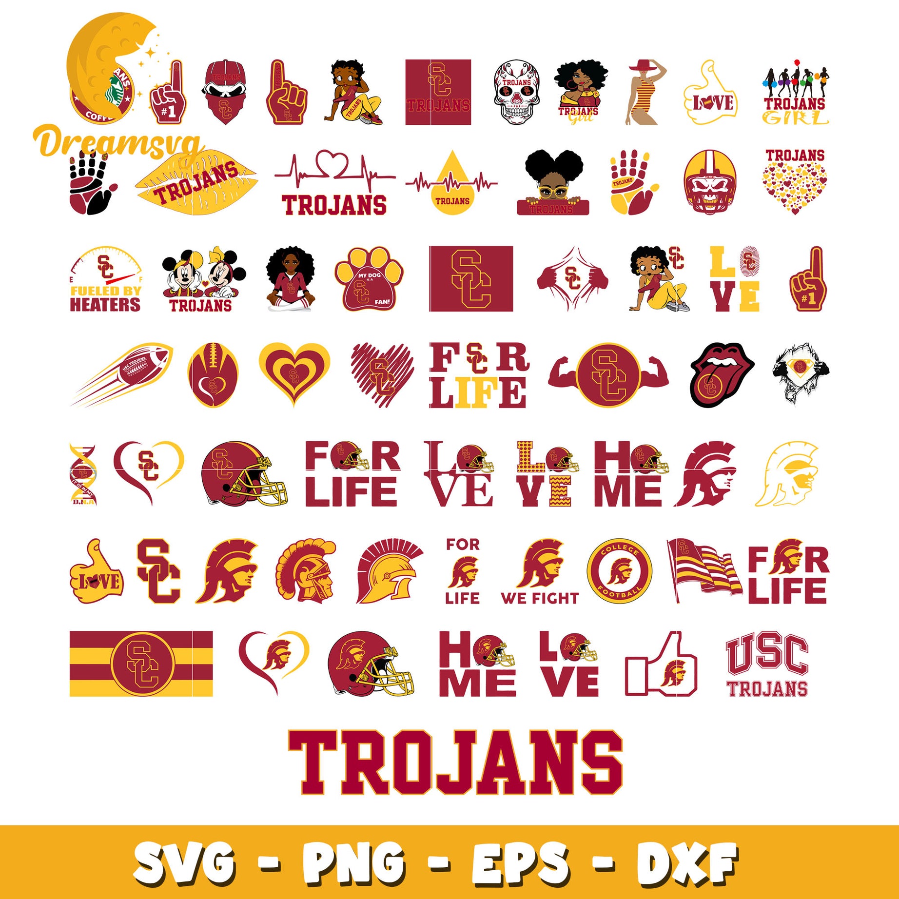 Usc trojans logo design bundle svg, usc trojans football​ svg