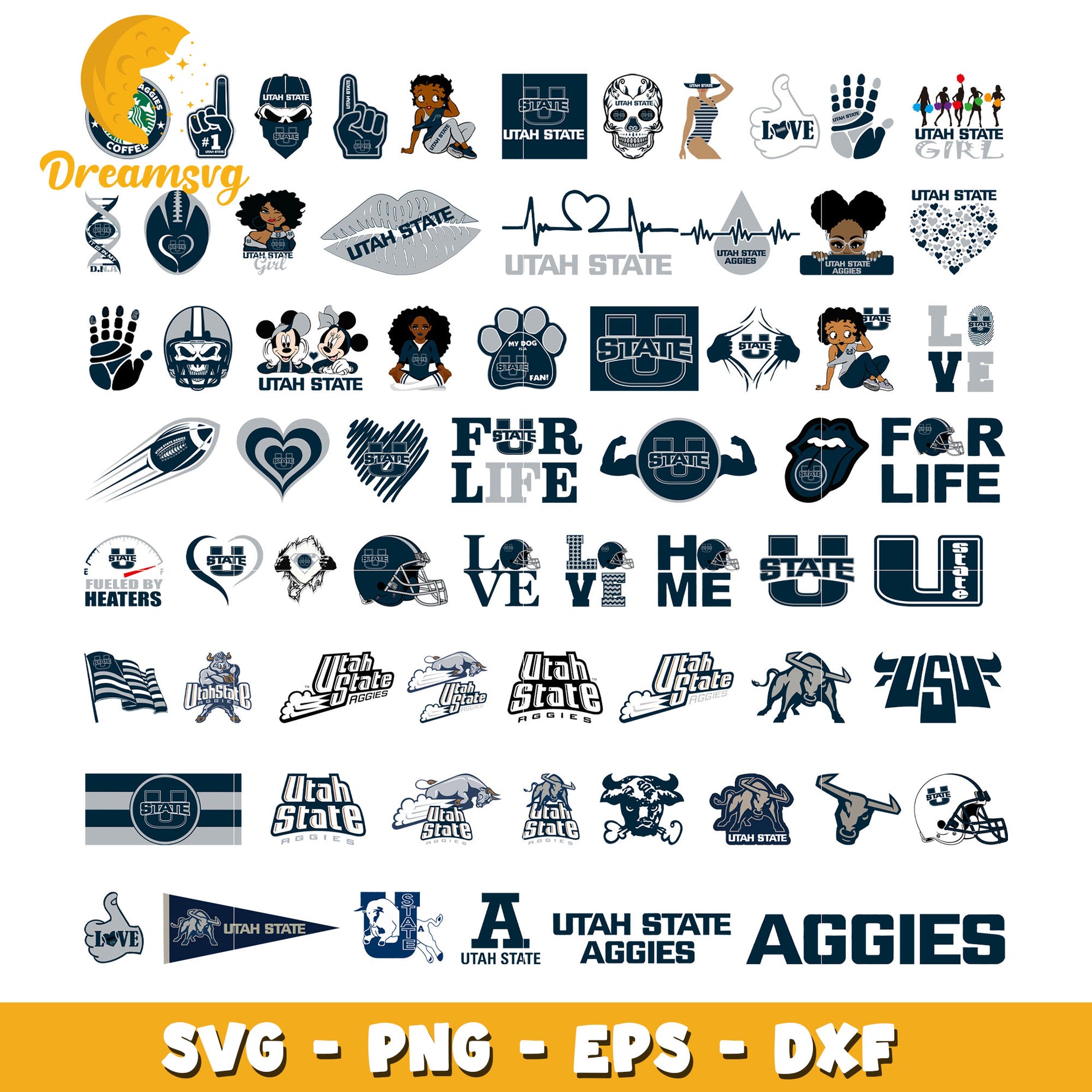 Utah state aggies logo bundle svg, utah state aggies football​ svg